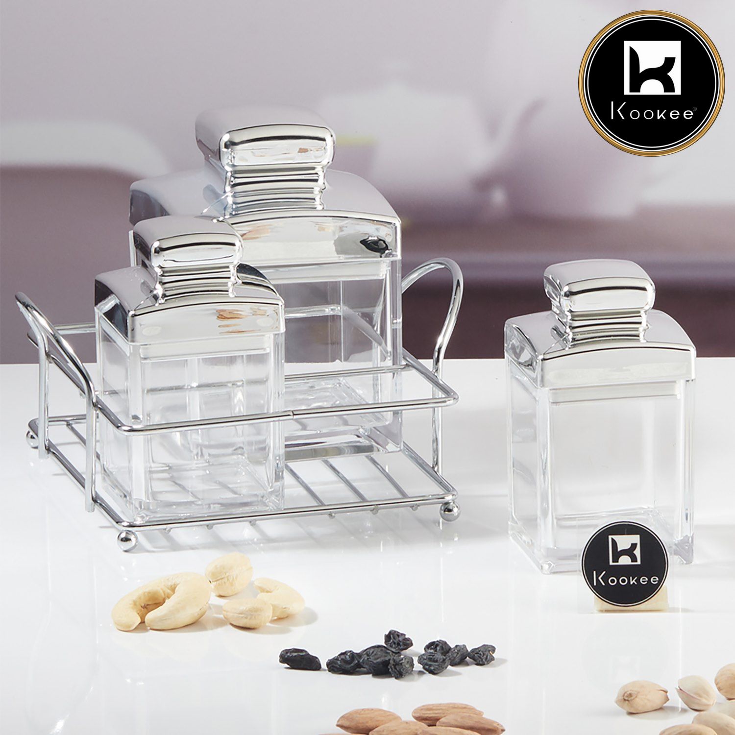 Kookee Canister Jars (Acrylic), Silver, ART11249