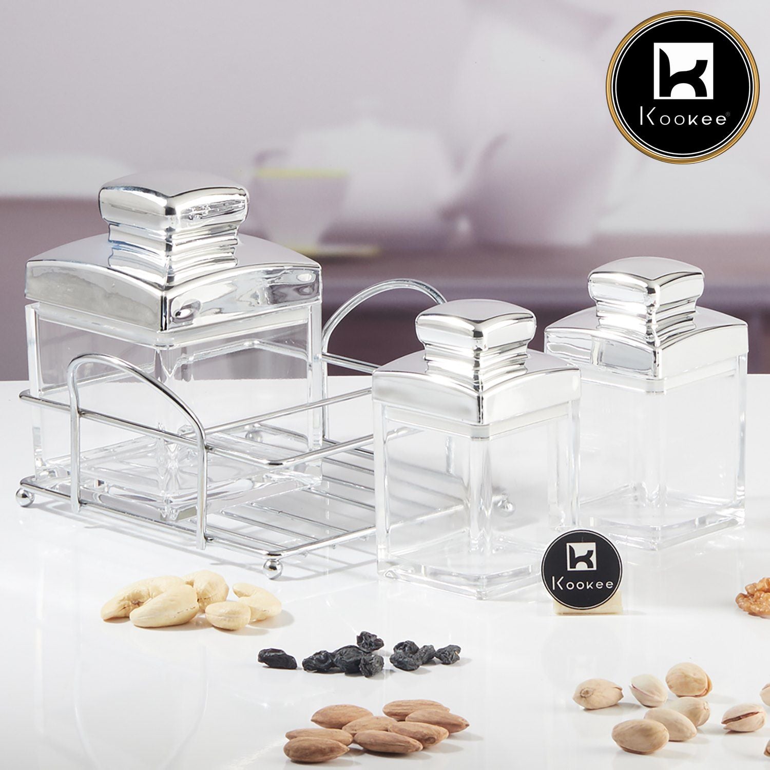 Kookee Canister Jars (Acrylic), Silver, ART11249