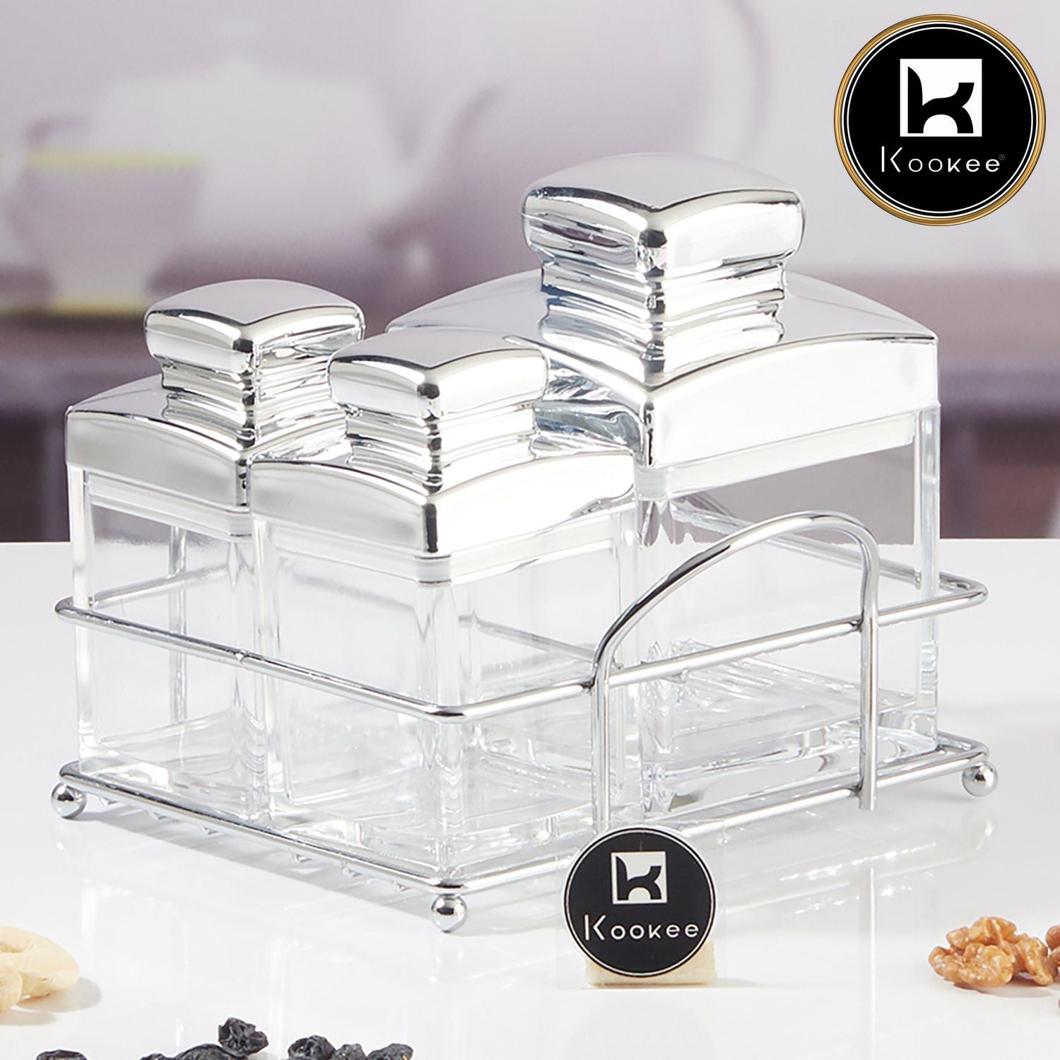 Kookee Canister Jars (Acrylic), Silver, ART11249
