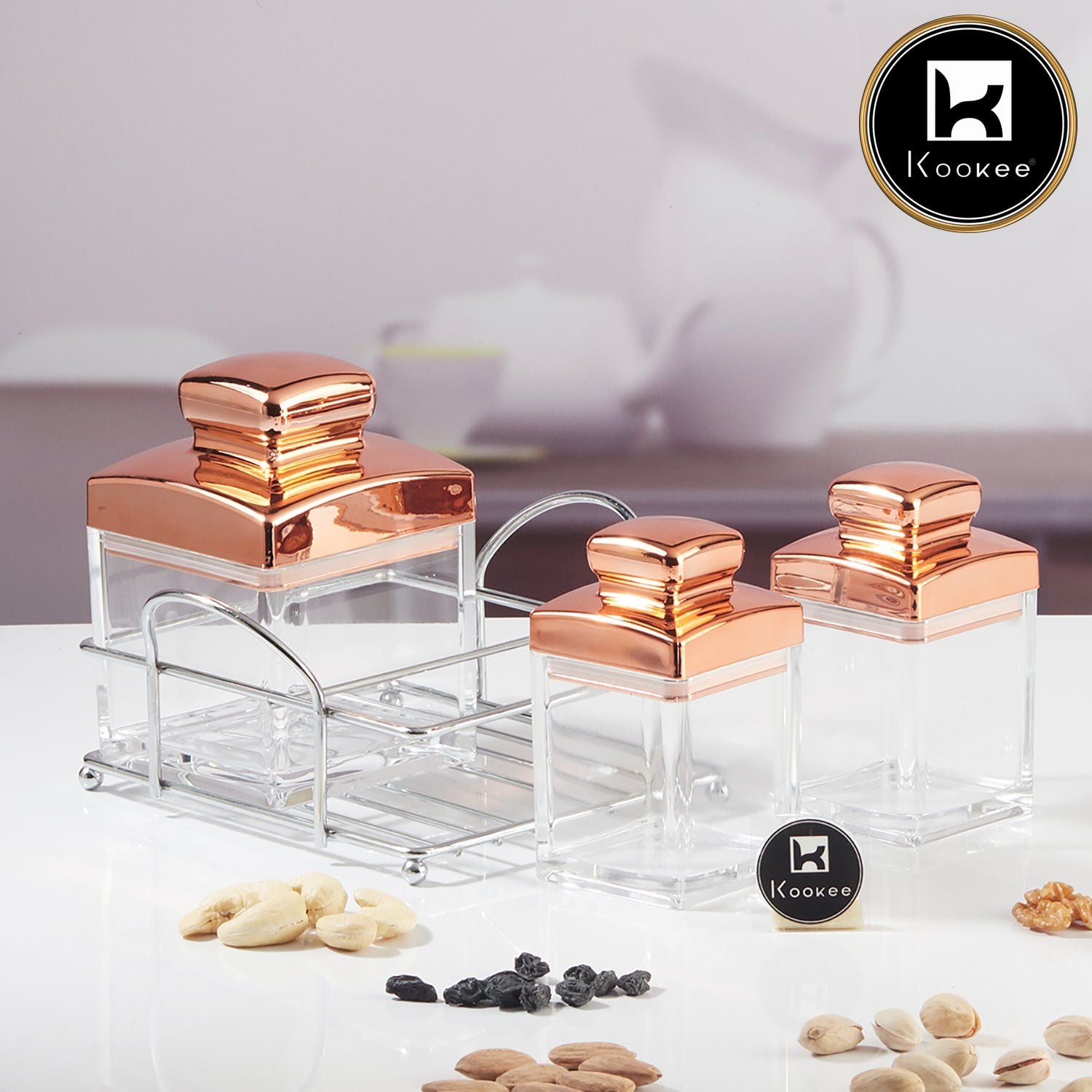 Kookee Canister Jars (Acrylic), Rose Gold, ART11250