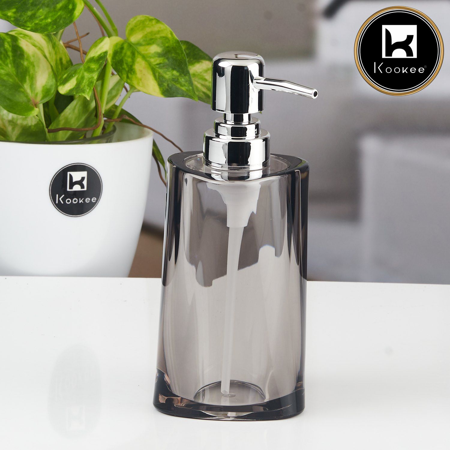 Kookee Acrylic Soap Dispensers, Grey, ART11253