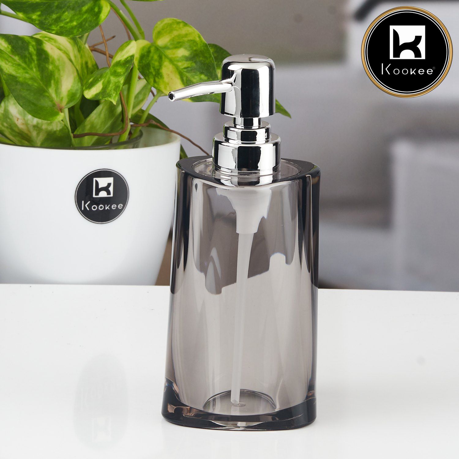 Kookee Acrylic Soap Dispensers, Grey, ART11253