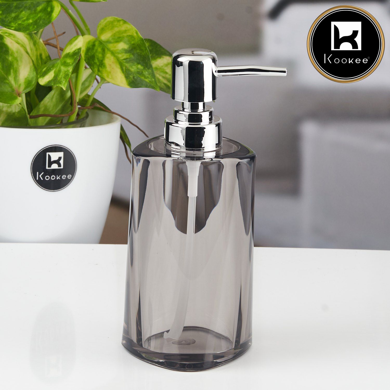 Kookee Acrylic Soap Dispensers, Grey, ART11253