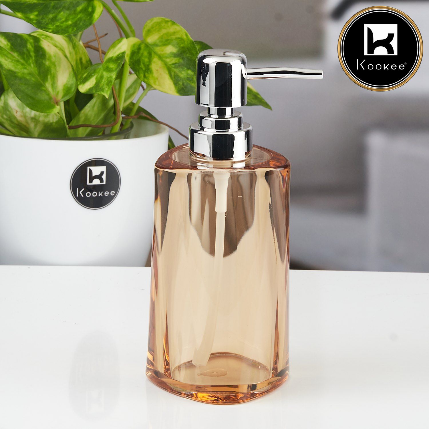 Kookee Acrylic Soap Dispensers, Brown, ART11254