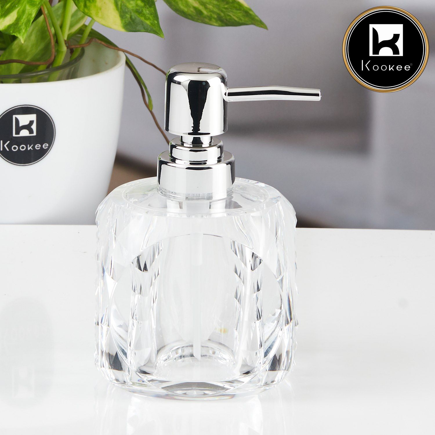 Kookee Acrylic Soap Dispensers, Transparent, ART11256