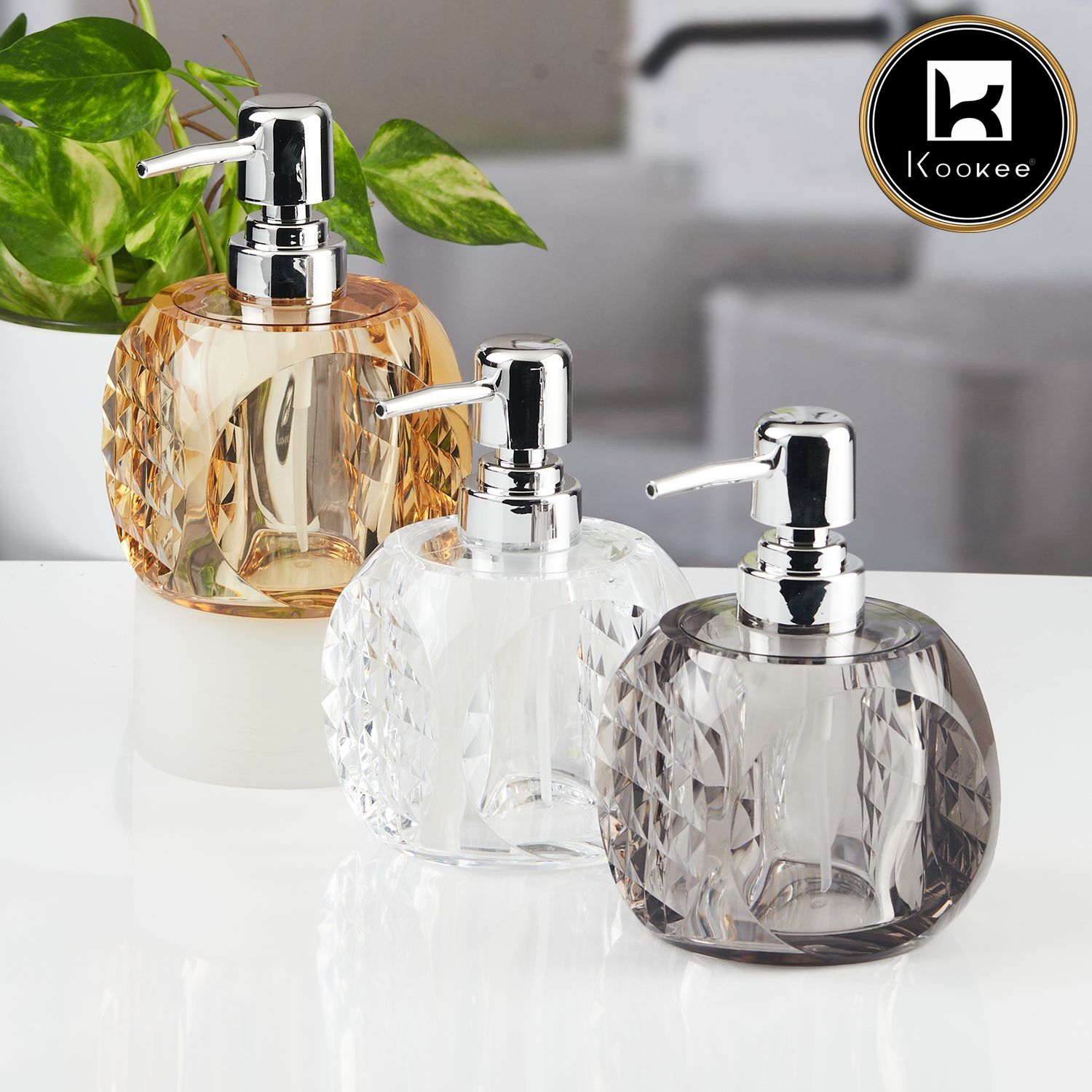 Kookee Acrylic Soap Dispensers, Transparent, ART11256