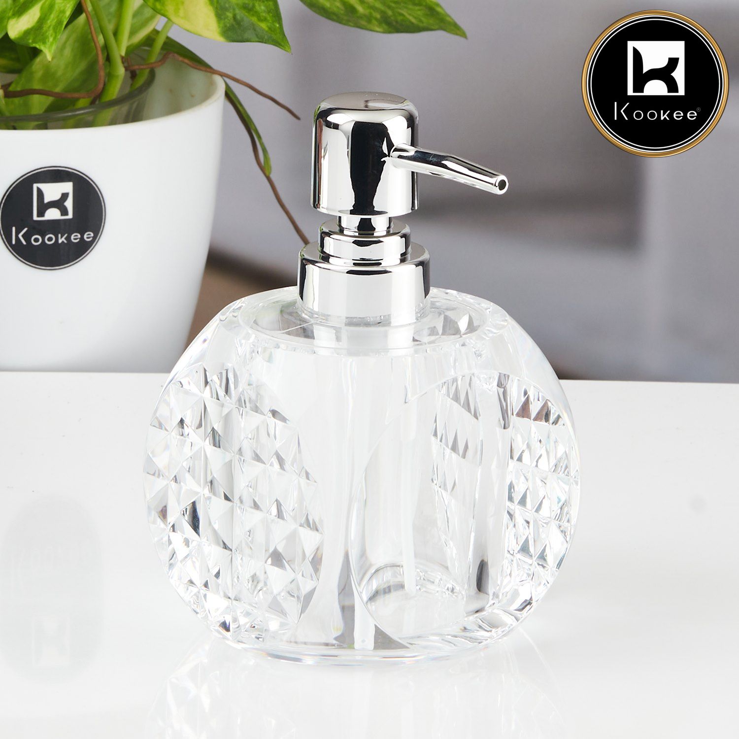 Kookee Acrylic Soap Dispensers, Transparent, ART11256