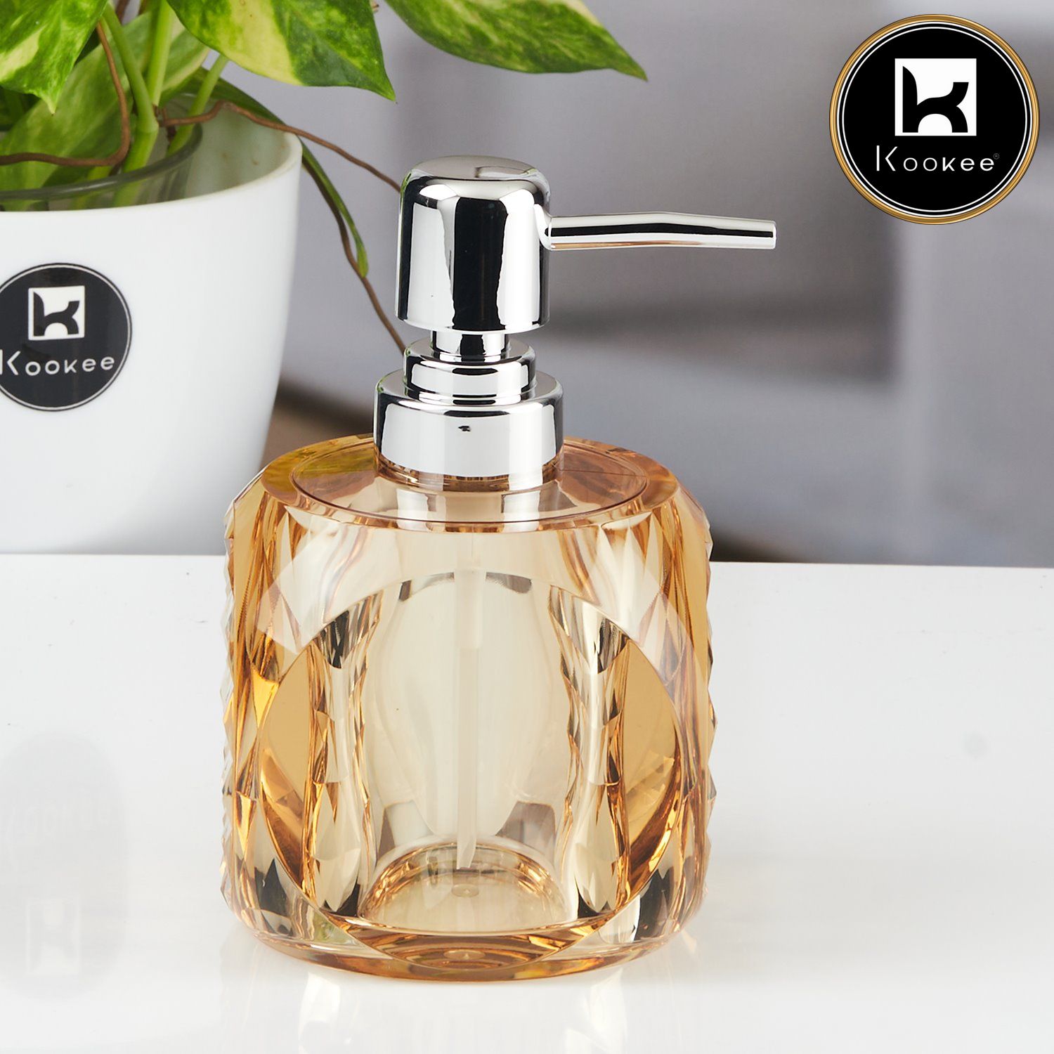 Kookee Acrylic Soap Dispensers, Brown, ART11257