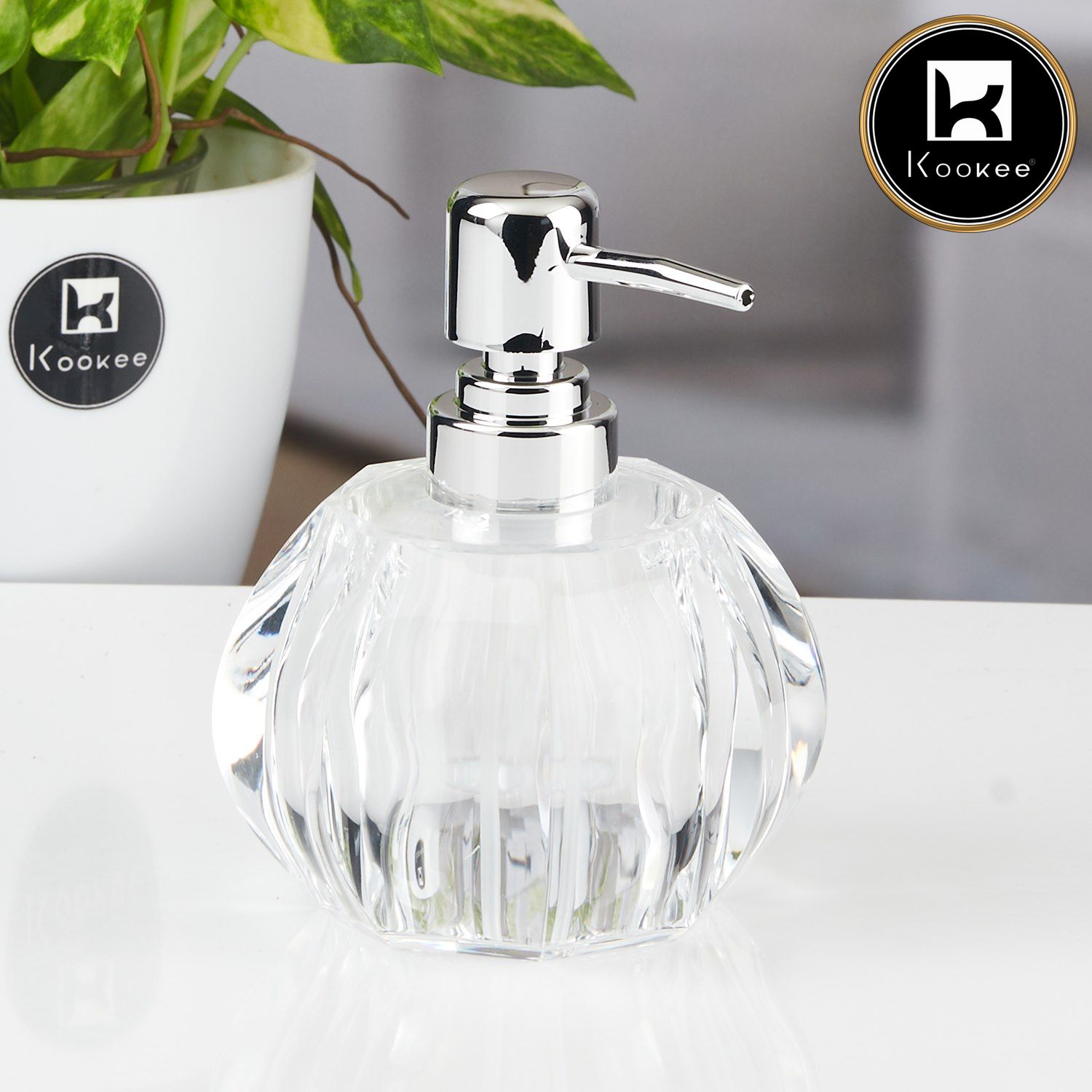 Kookee Acrylic Soap Dispensers, Transparent, ART11259