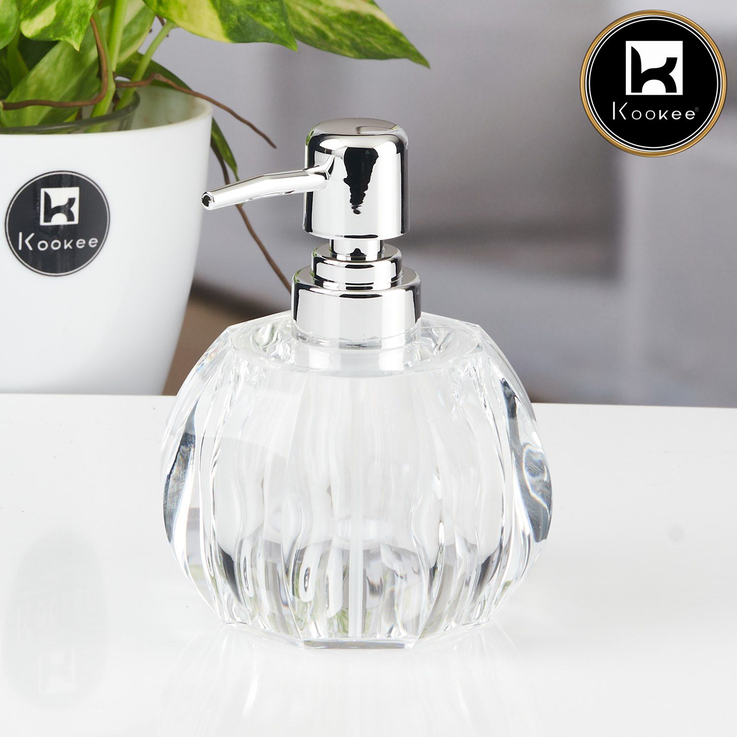 Kookee Acrylic Soap Dispensers, Transparent, ART11259