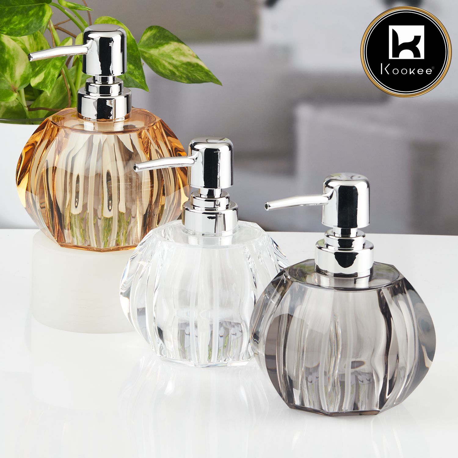 Kookee Acrylic Soap Dispensers, Grey, ART11261