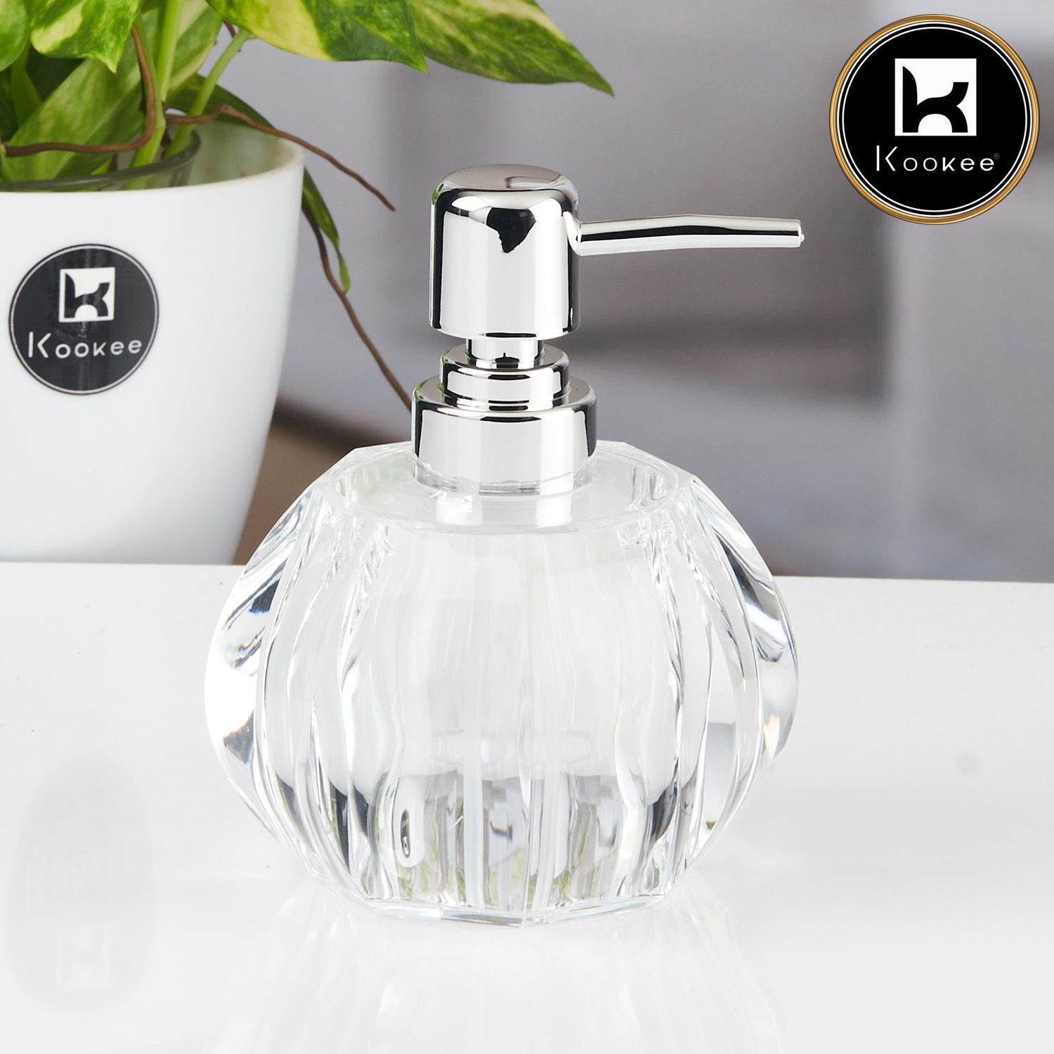Kookee Acrylic Soap Dispensers, Transparent, ART11259