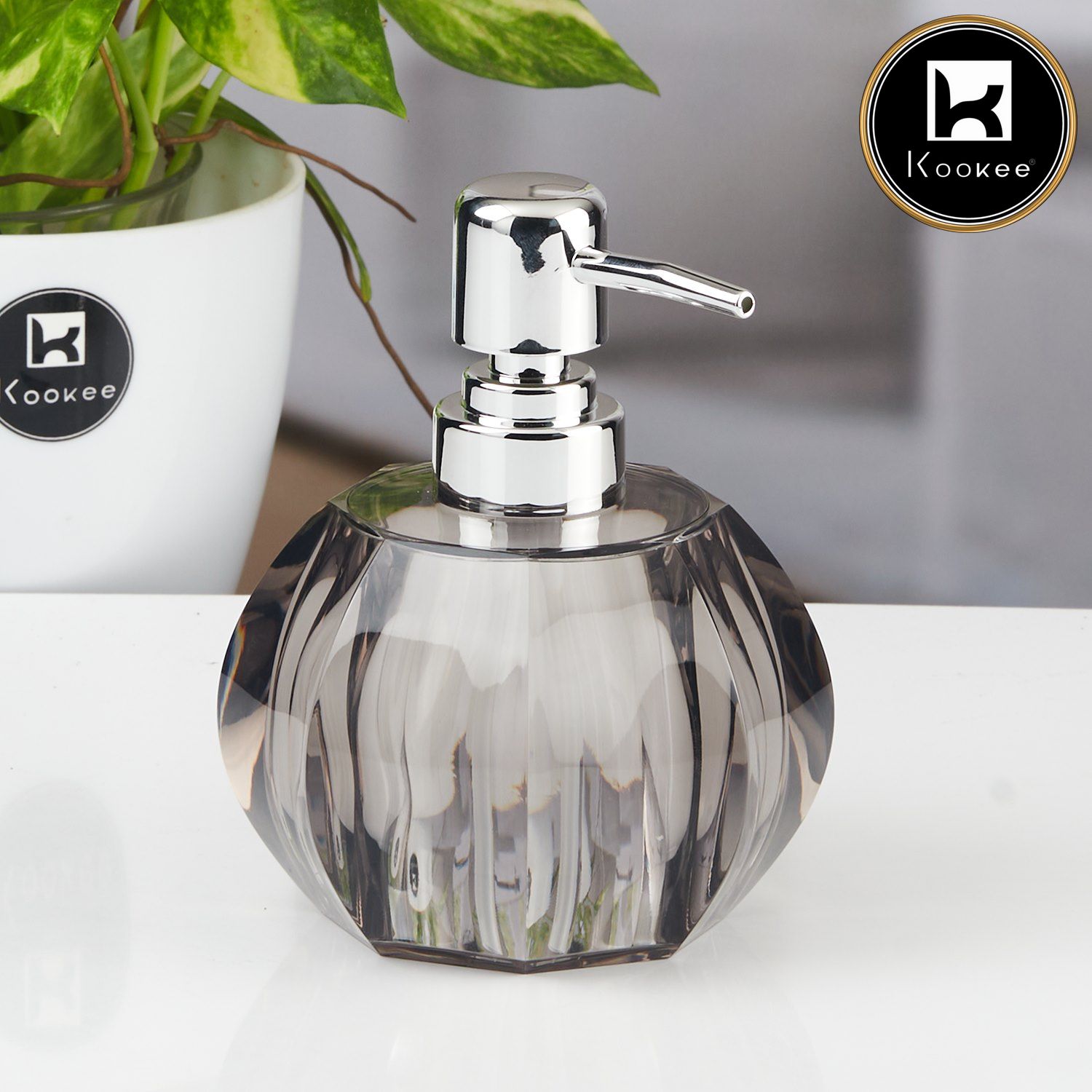 Kookee Acrylic Soap Dispensers, Grey, ART11261