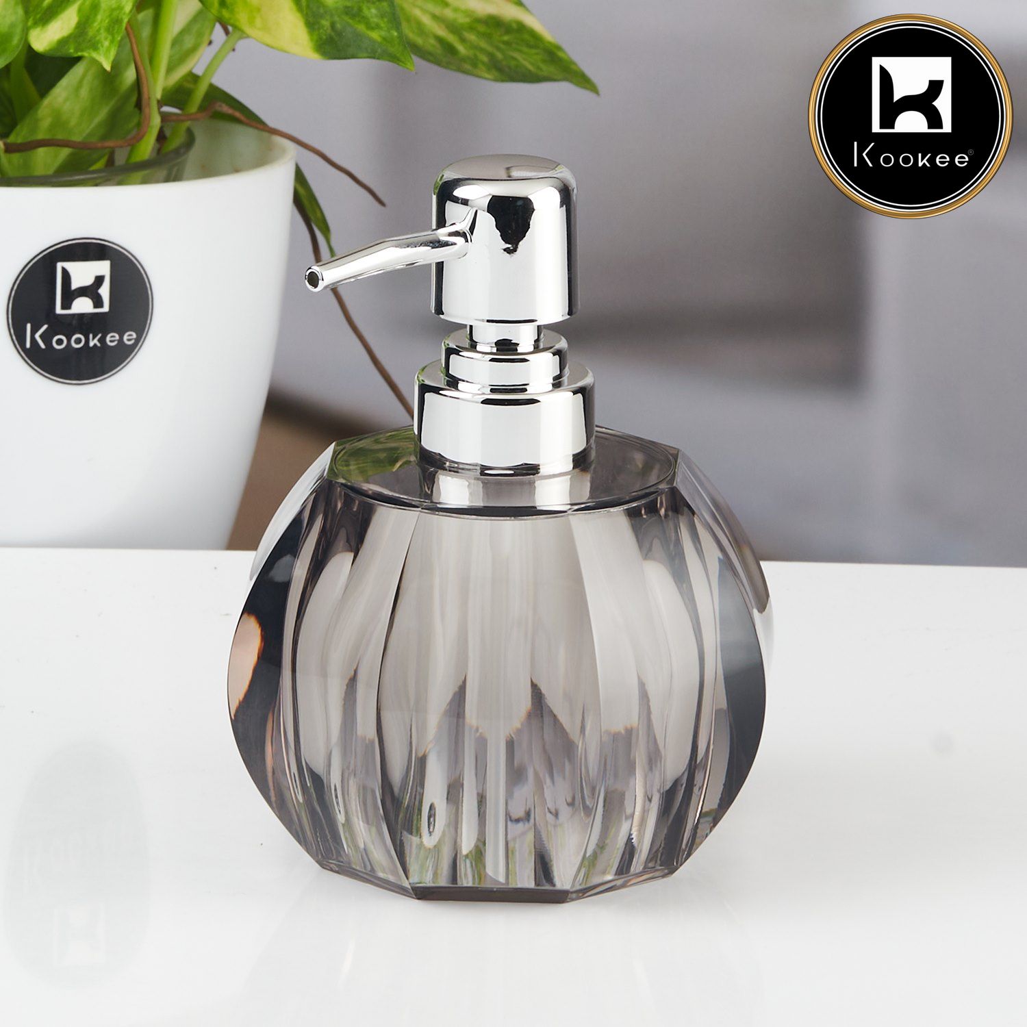 Kookee Acrylic Soap Dispensers, Grey, ART11261