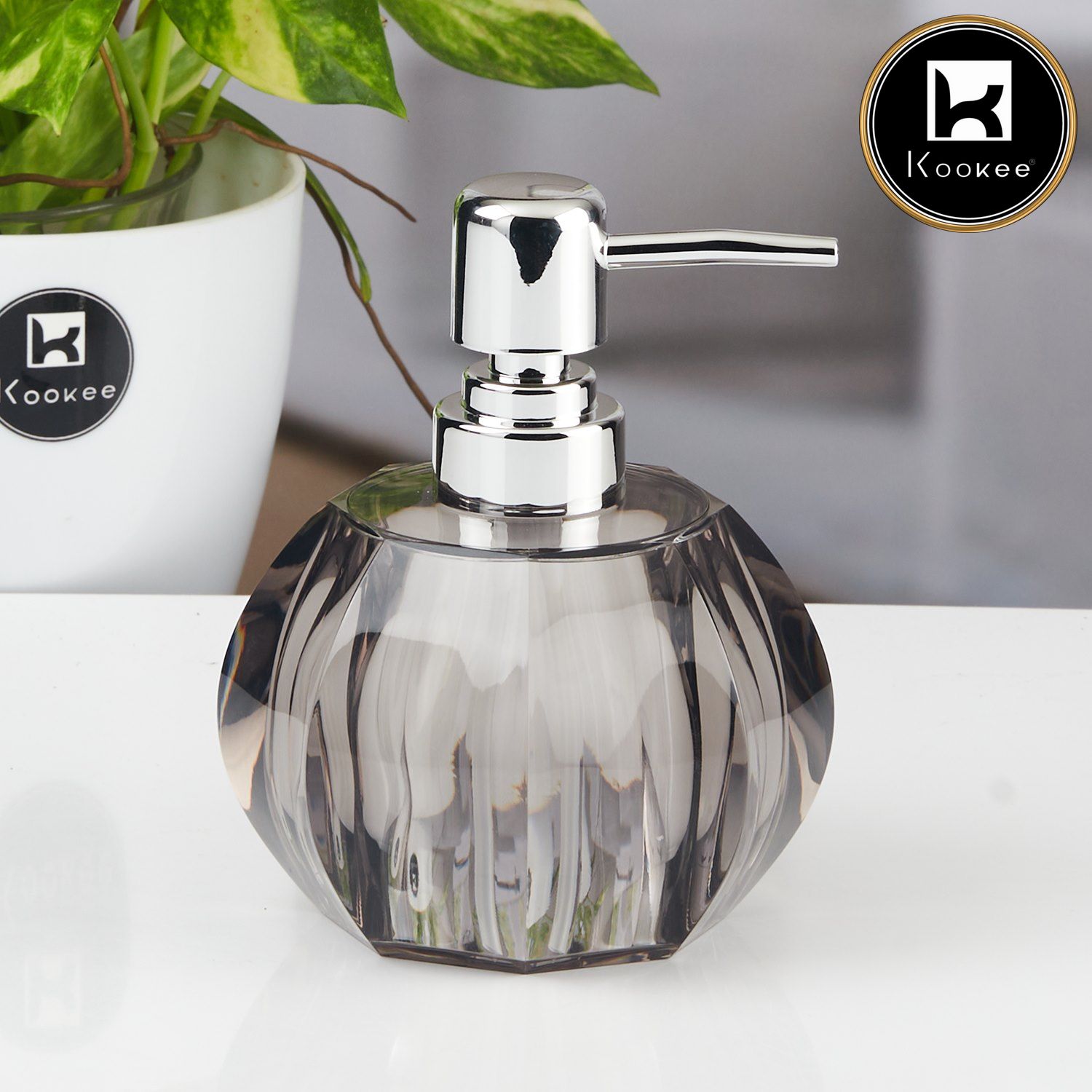 Kookee Acrylic Soap Dispensers, Grey, ART11261
