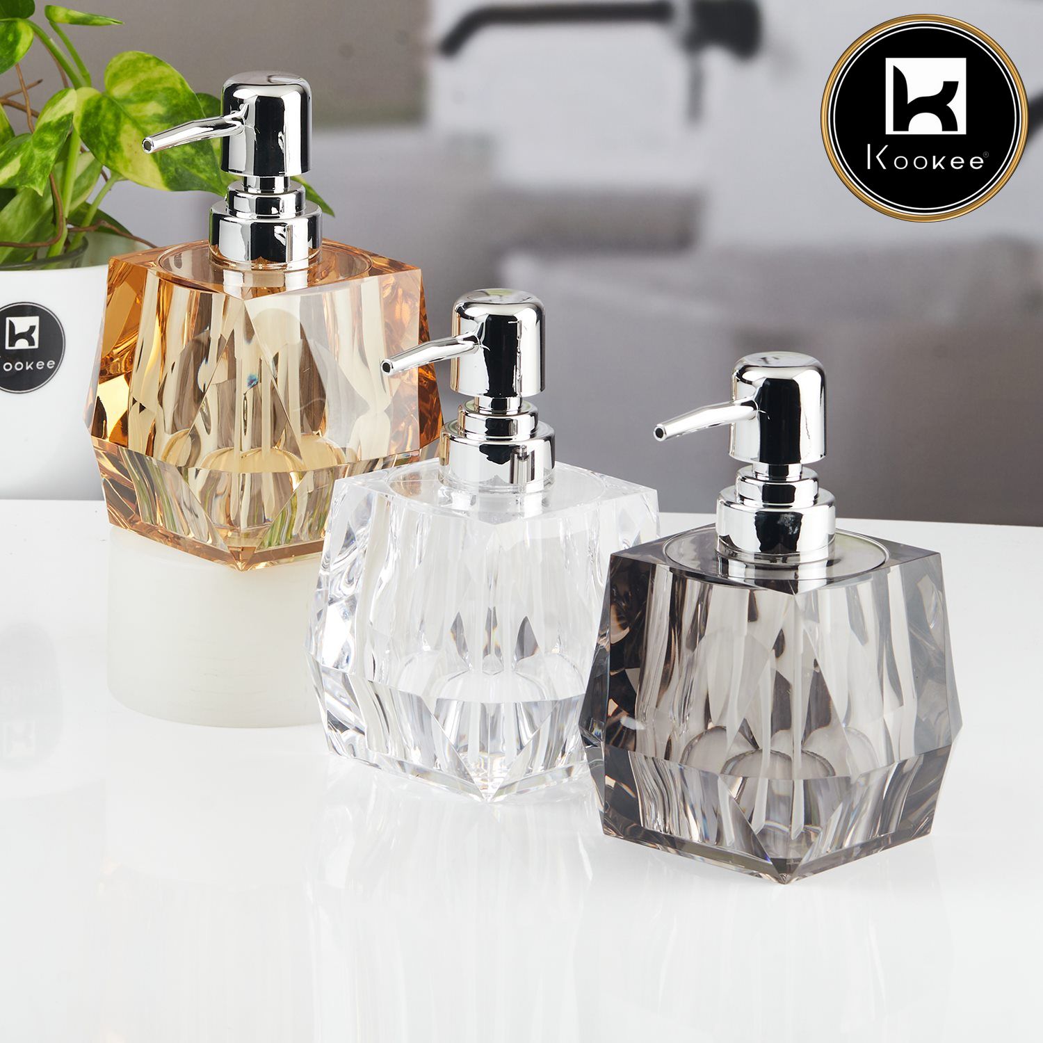 Kookee Acrylic Soap Dispensers, Grey, ART11264