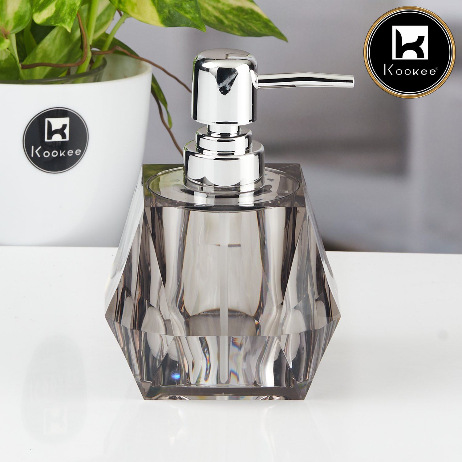 Kookee Acrylic Soap Dispensers, Grey, ART11264