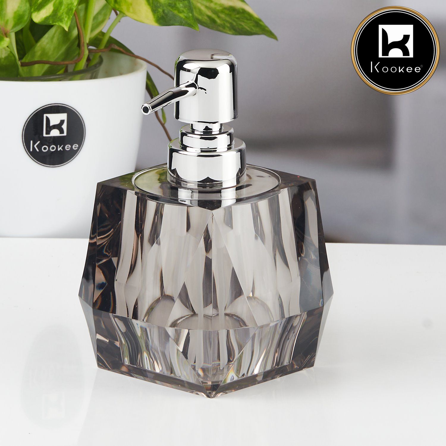 Kookee Acrylic Soap Dispensers, Grey, ART11264