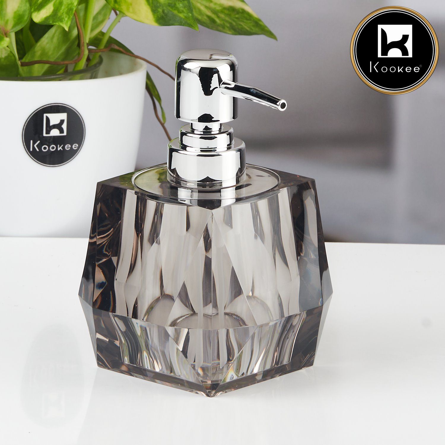 Kookee Acrylic Soap Dispensers, Grey, ART11264