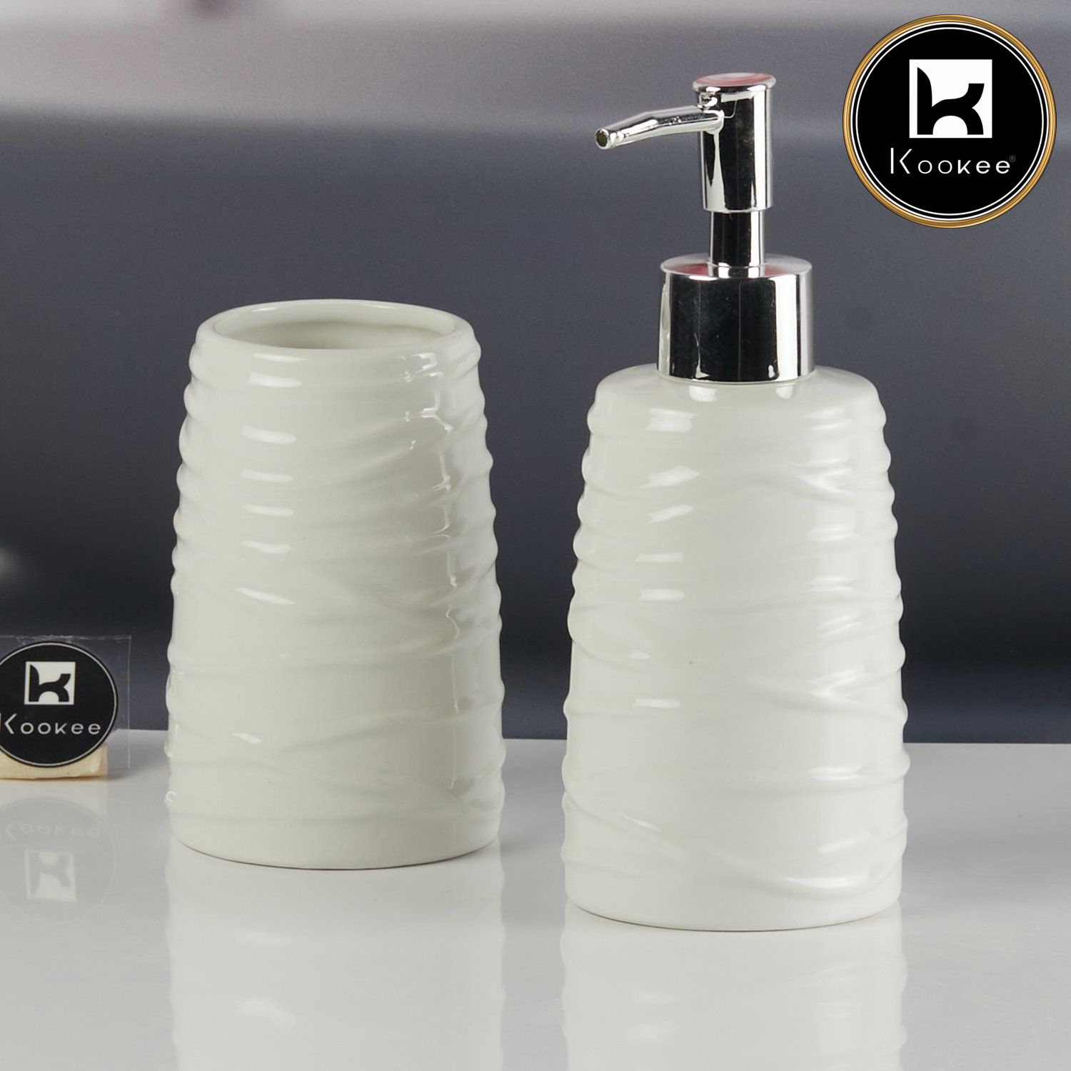 Kookee Ceramic Bathroom Sets, White, ART11269