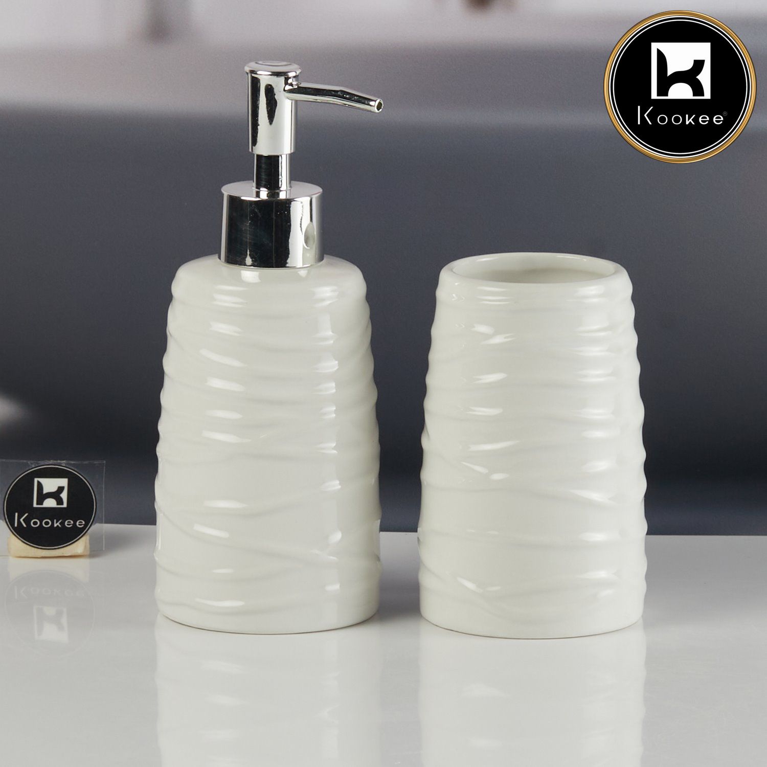 Kookee Ceramic Bathroom Sets, White, ART11269