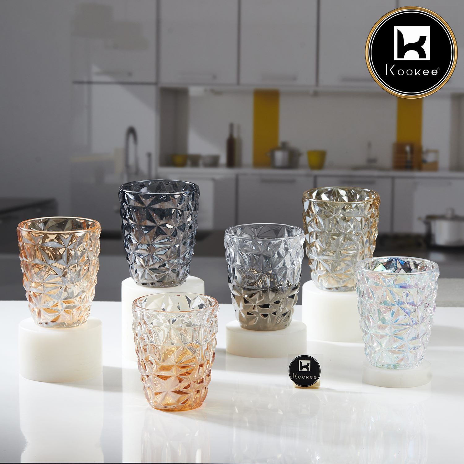 Kookee Water & Juice Glasses, Gold, ART11769