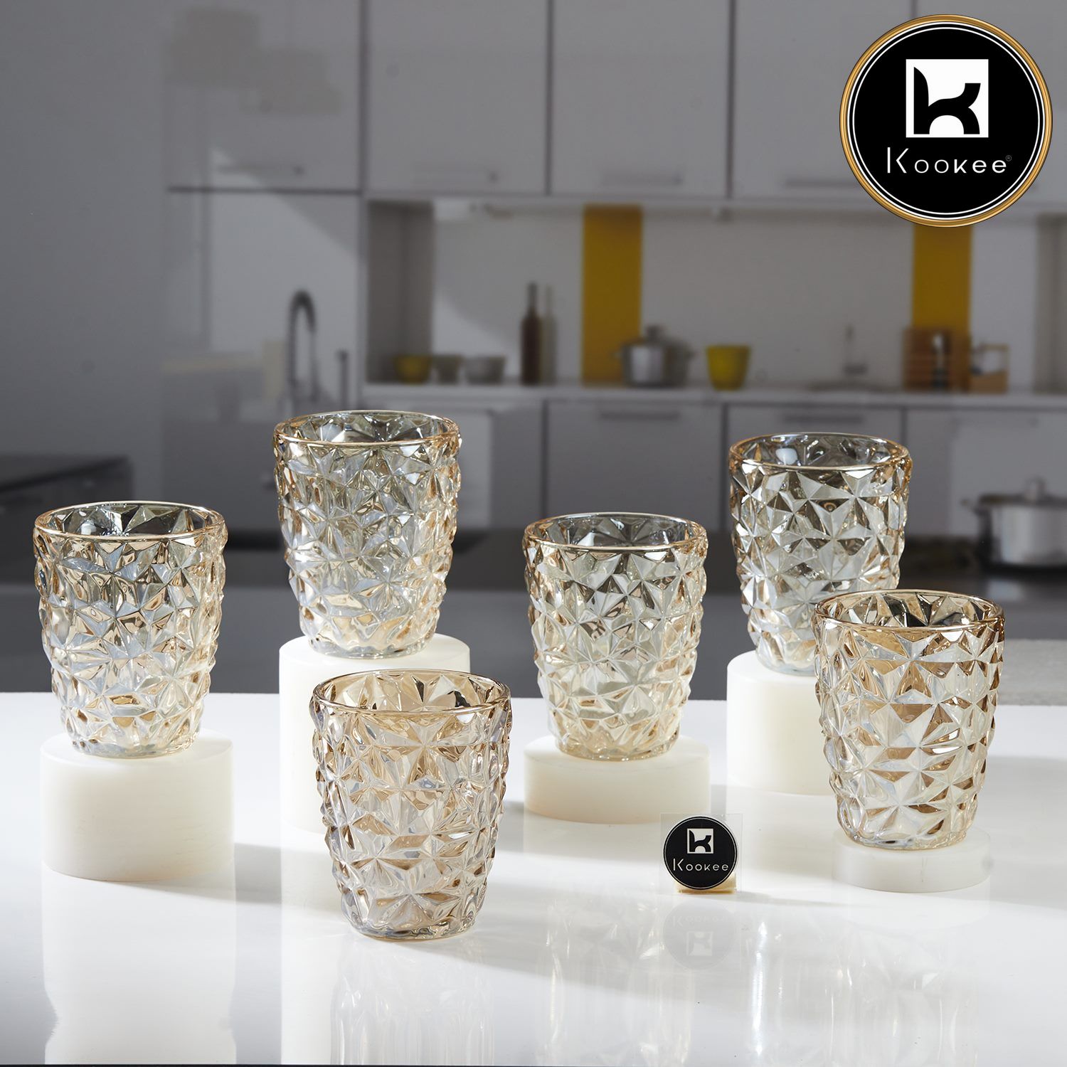 Kookee Water & Juice Glasses, Gold, ART11765