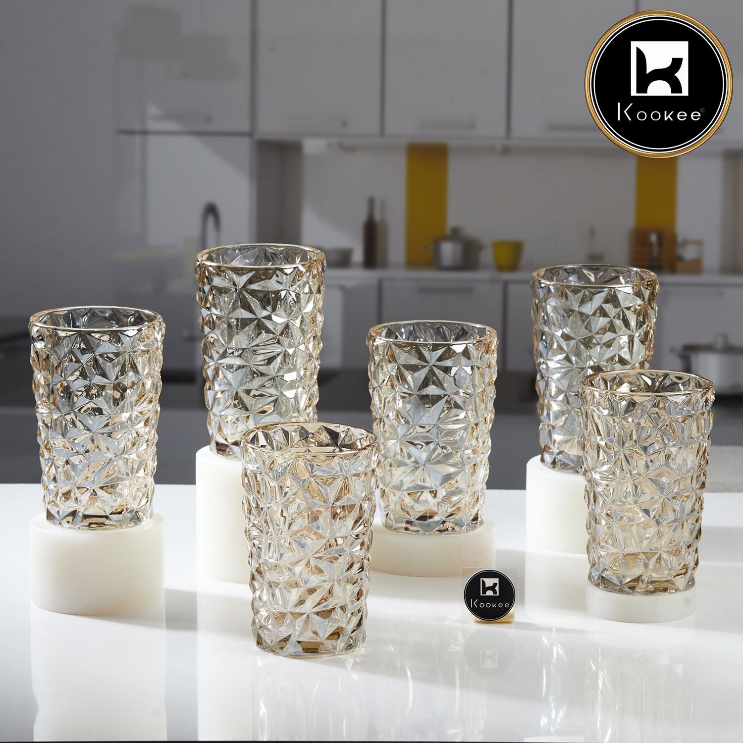 Kookee Water & Juice Glasses, Gold, ART11771