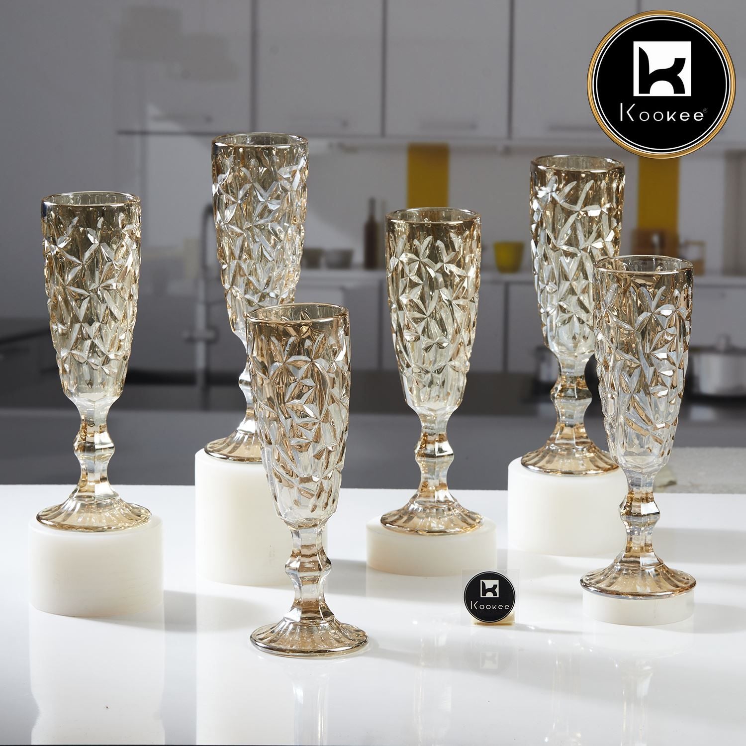 Kookee Wine Glasses, Gold, ART11777