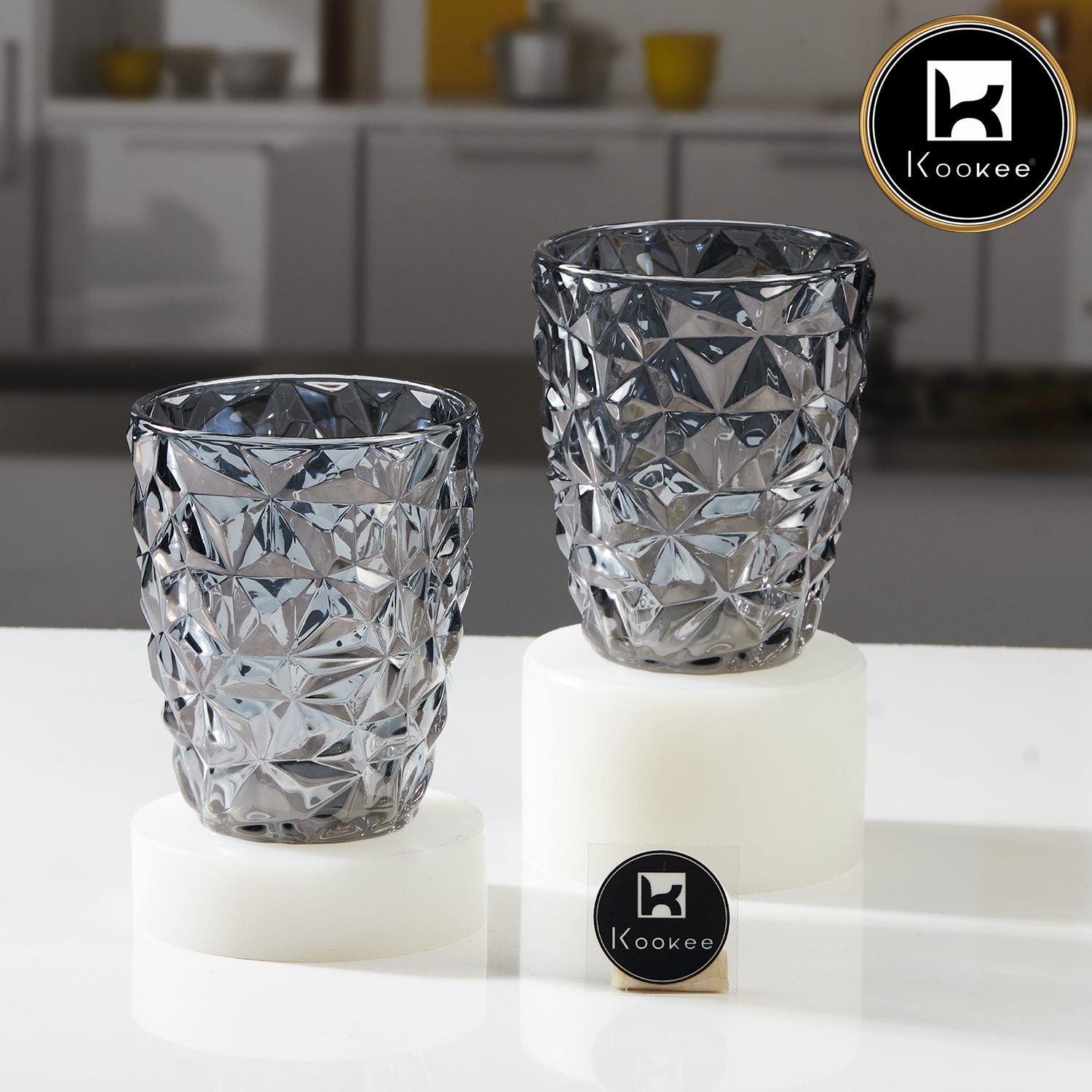 Kookee Water & Juice Glasses, Grey, ART11674