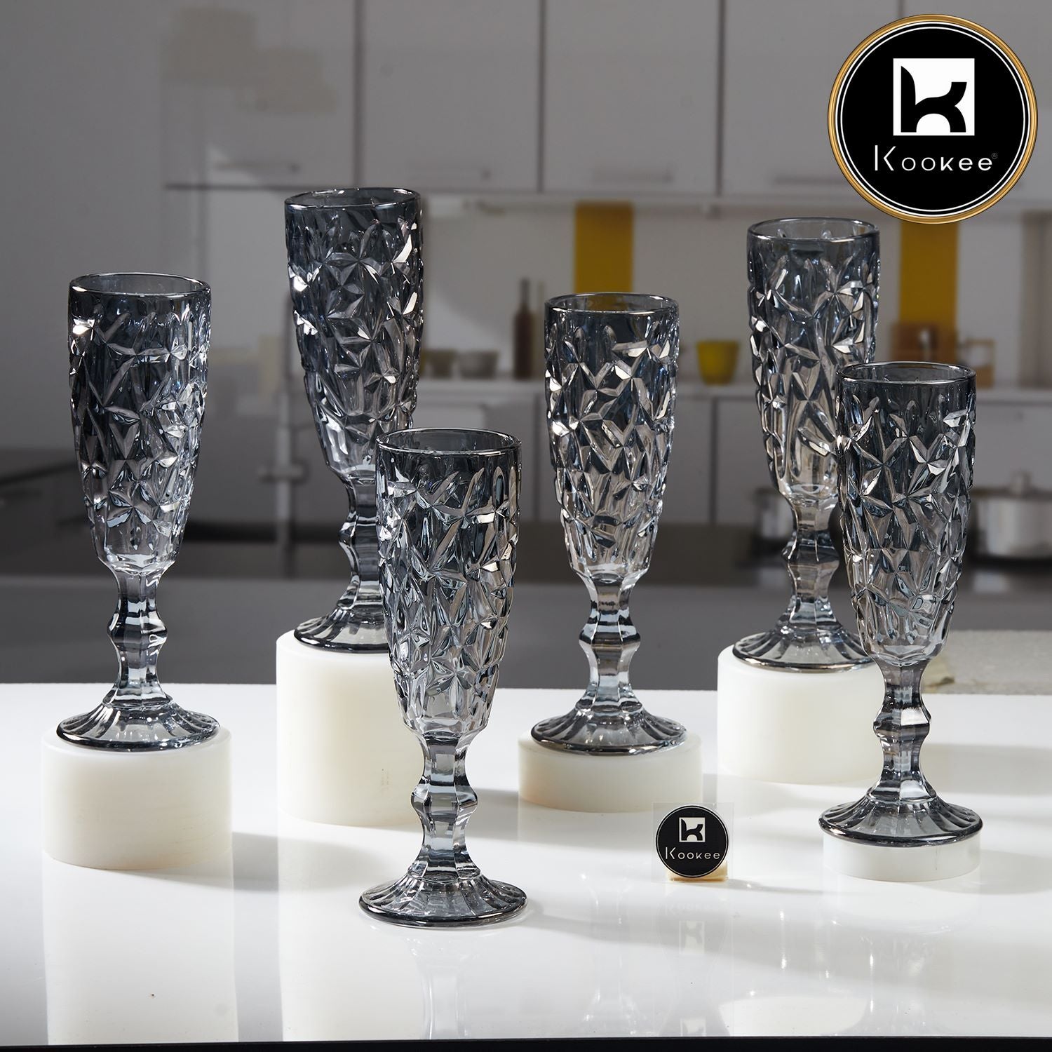 Kookee Wine Glasses, Grey, ART11778