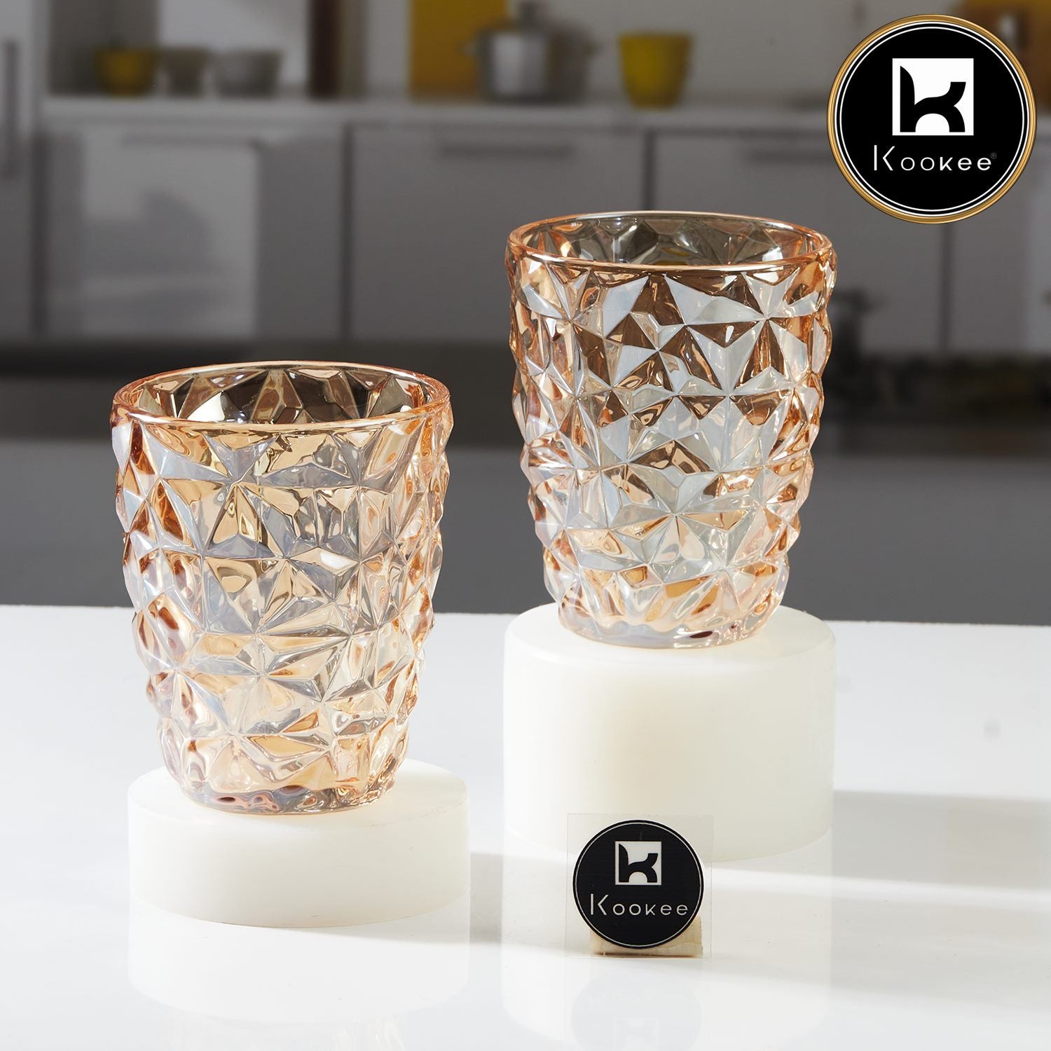 Kookee Water & Juice Glasses, Gold, ART11675