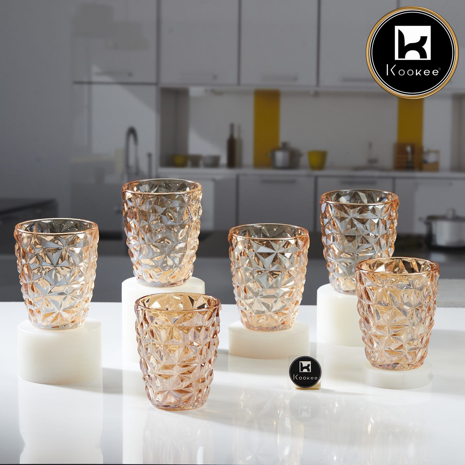 Kookee Water & Juice Glasses, Gold, ART11767