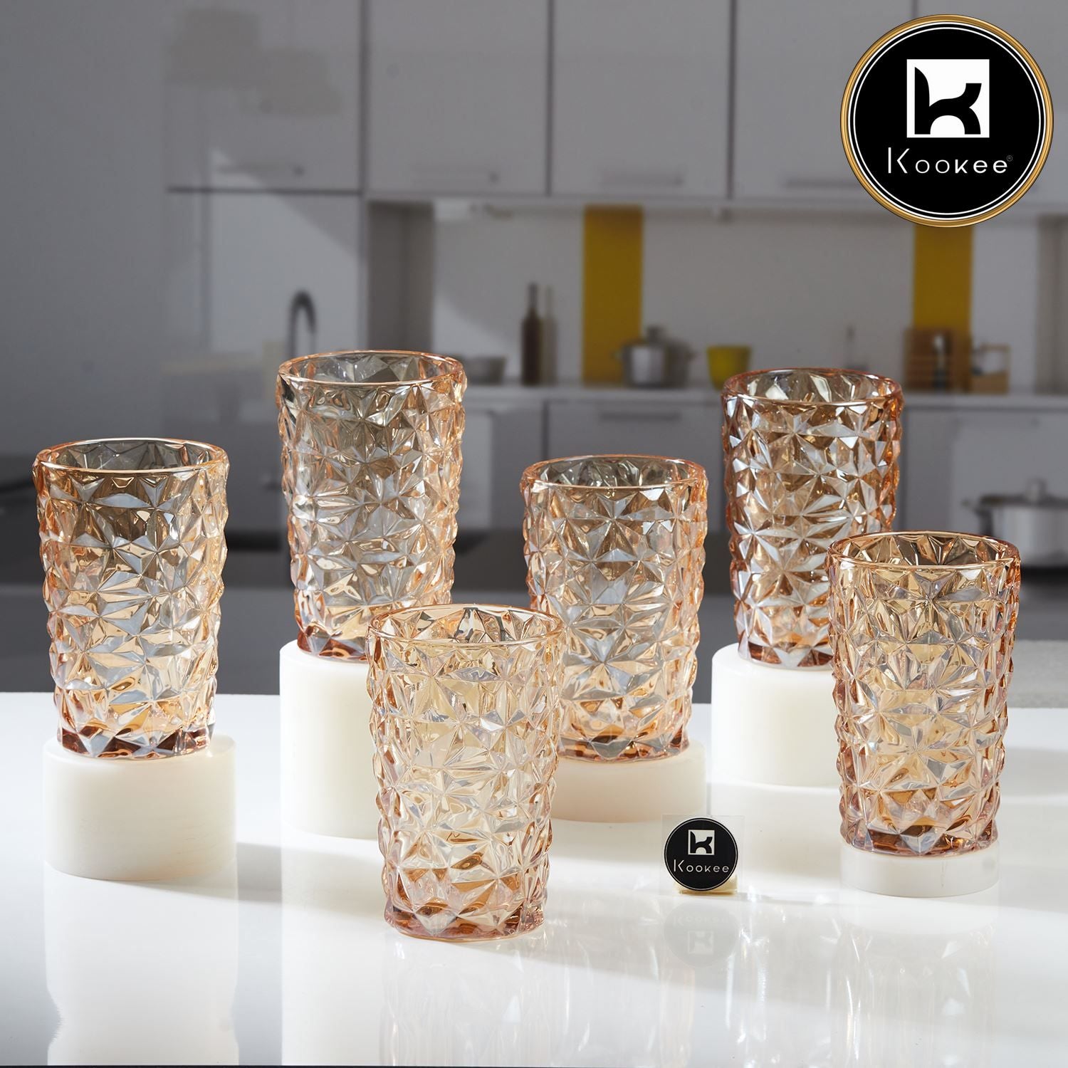 Kookee Water & Juice Glasses, Gold, ART11773