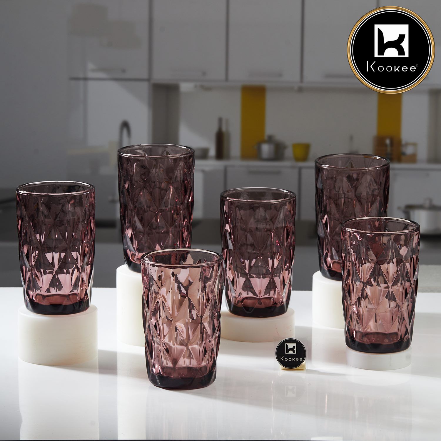 Kookee Water & Juice Glasses, Pink, ART11746