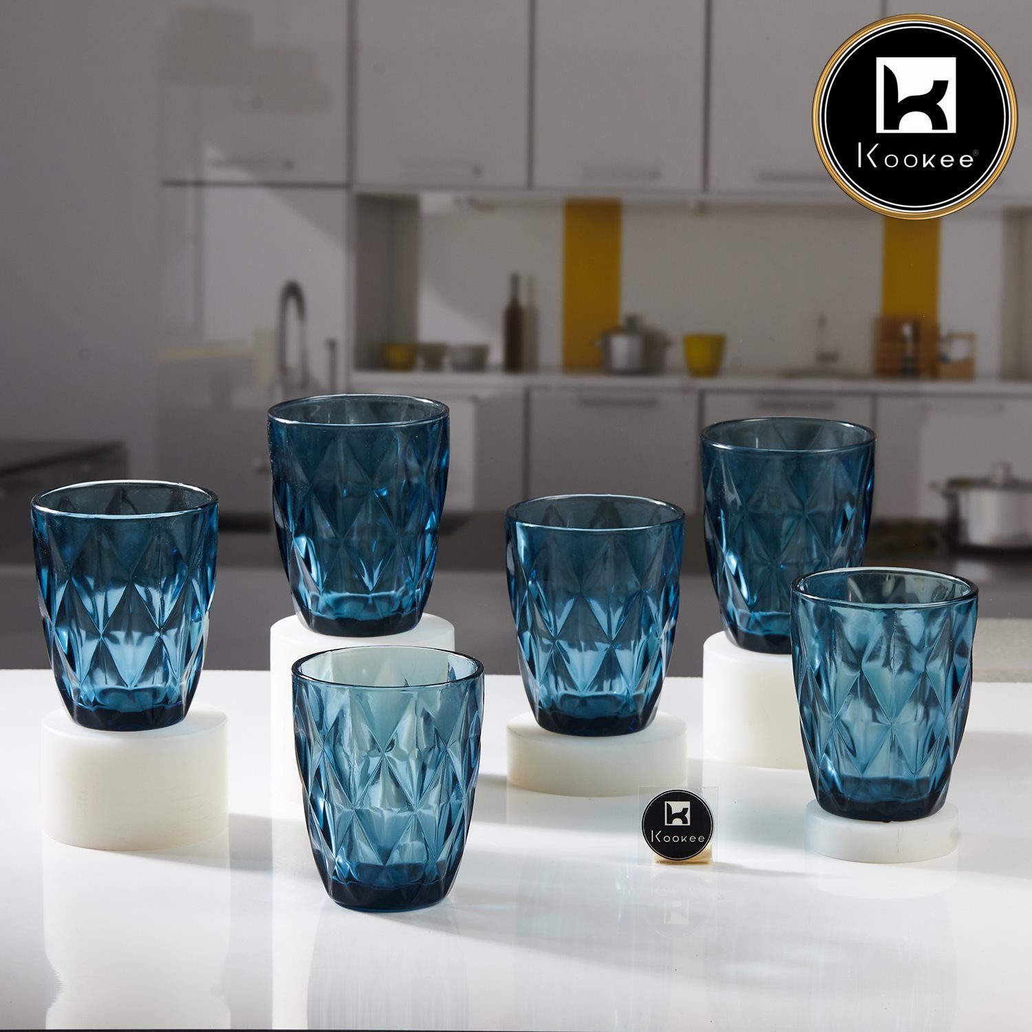 Kookee Water & Juice Glasses, Blue, ART11743