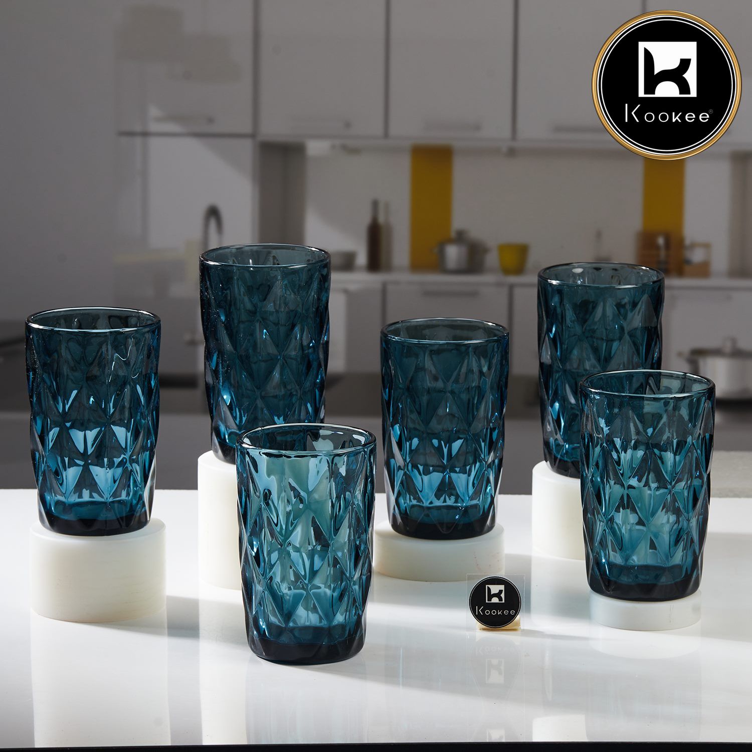 Kookee Water & Juice Glasses, Blue, ART11747