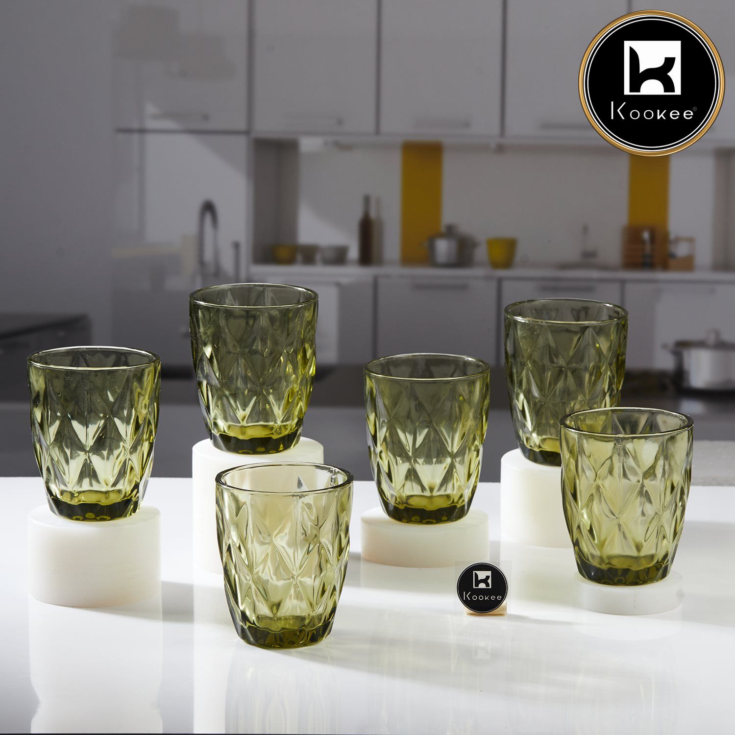 Kookee Water & Juice Glasses, Green, ART11744