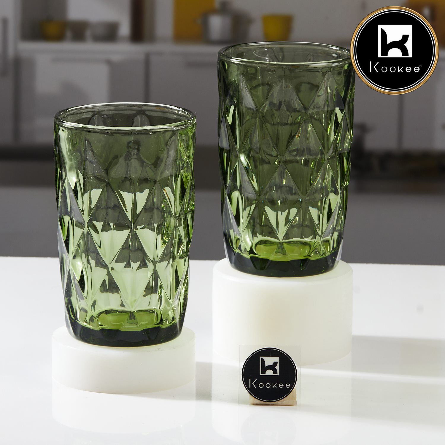 Kookee Water & Juice Glasses, Green, ART11656