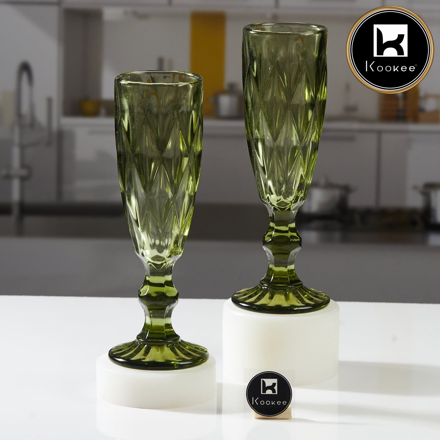 Kookee Wine Glasses, Green, ART11660