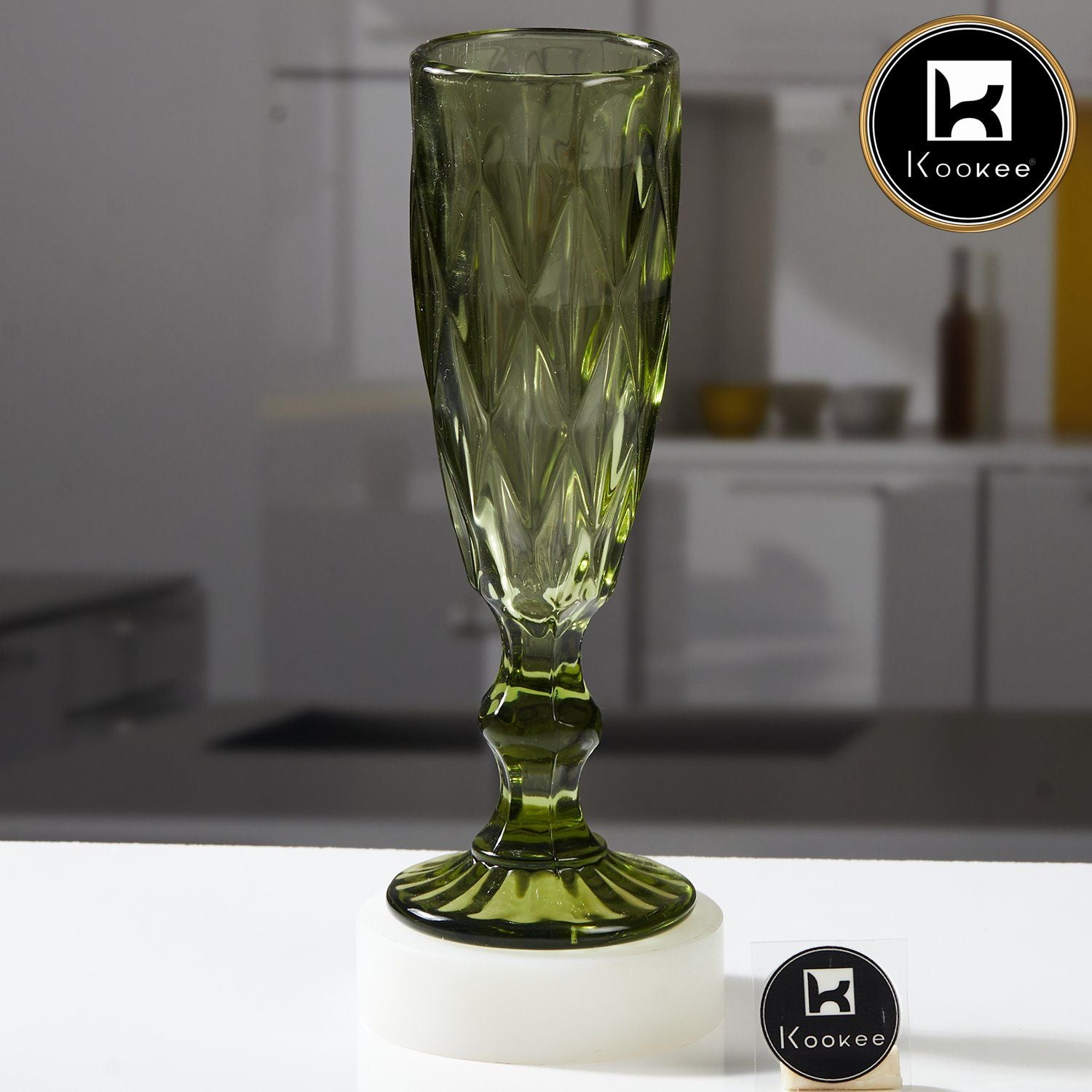 Kookee Wine Glasses, Green, ART11752