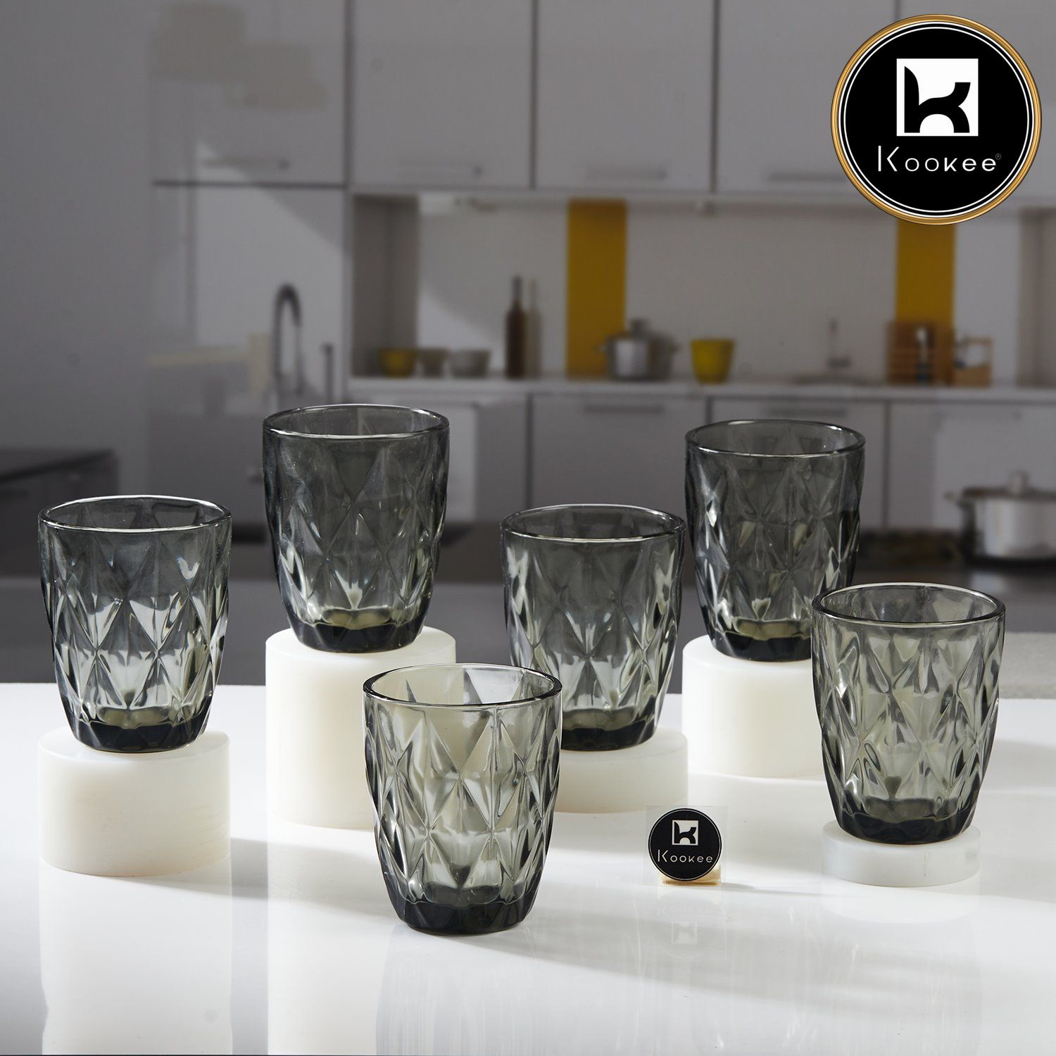 Kookee Water & Juice Glasses, Grey, ART11745