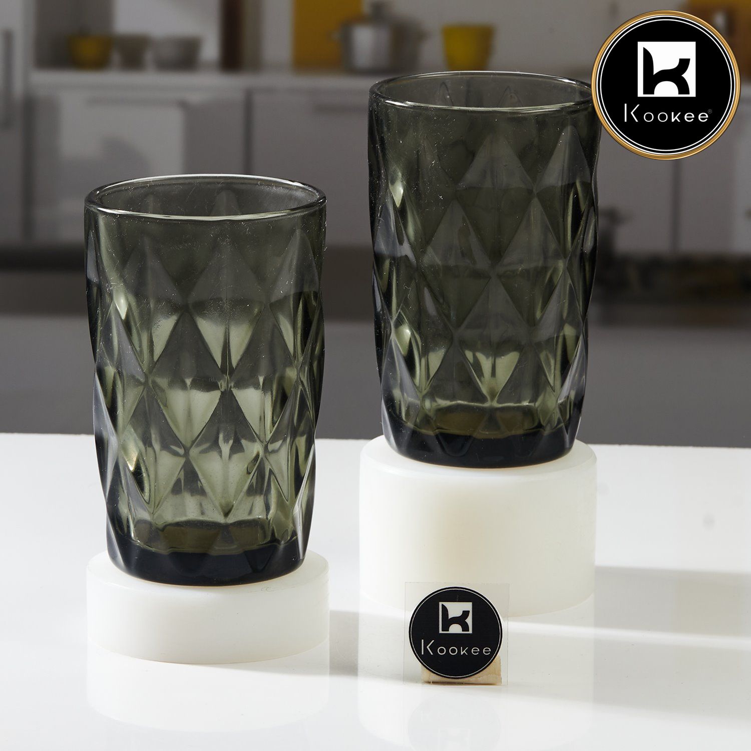 Kookee Water & Juice Glasses, Grey, ART11657