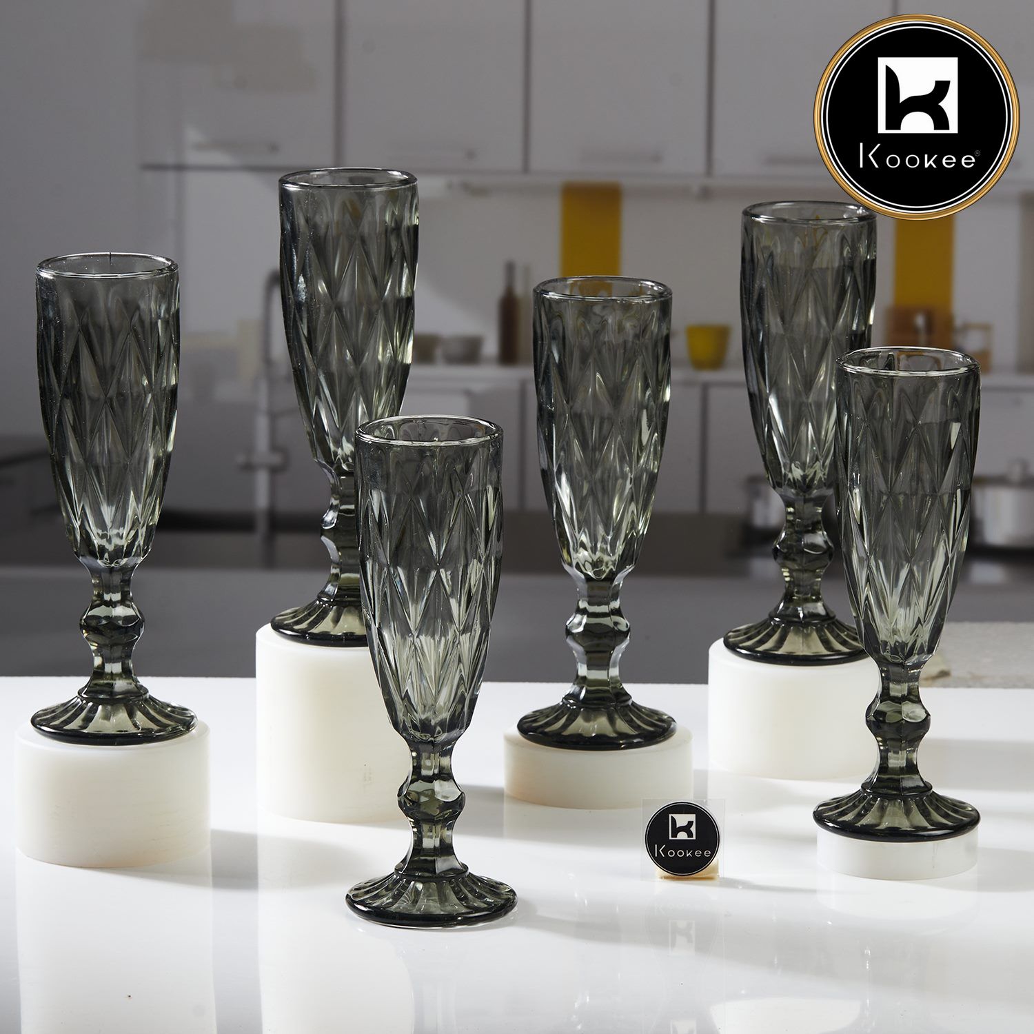 Kookee Wine Glasses, Grey, ART11753