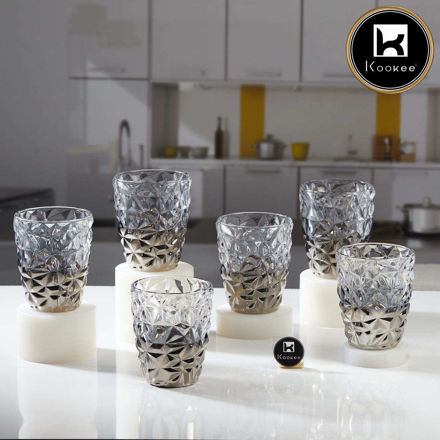 Kookee Water & Juice Glasses, Grey, ART11768