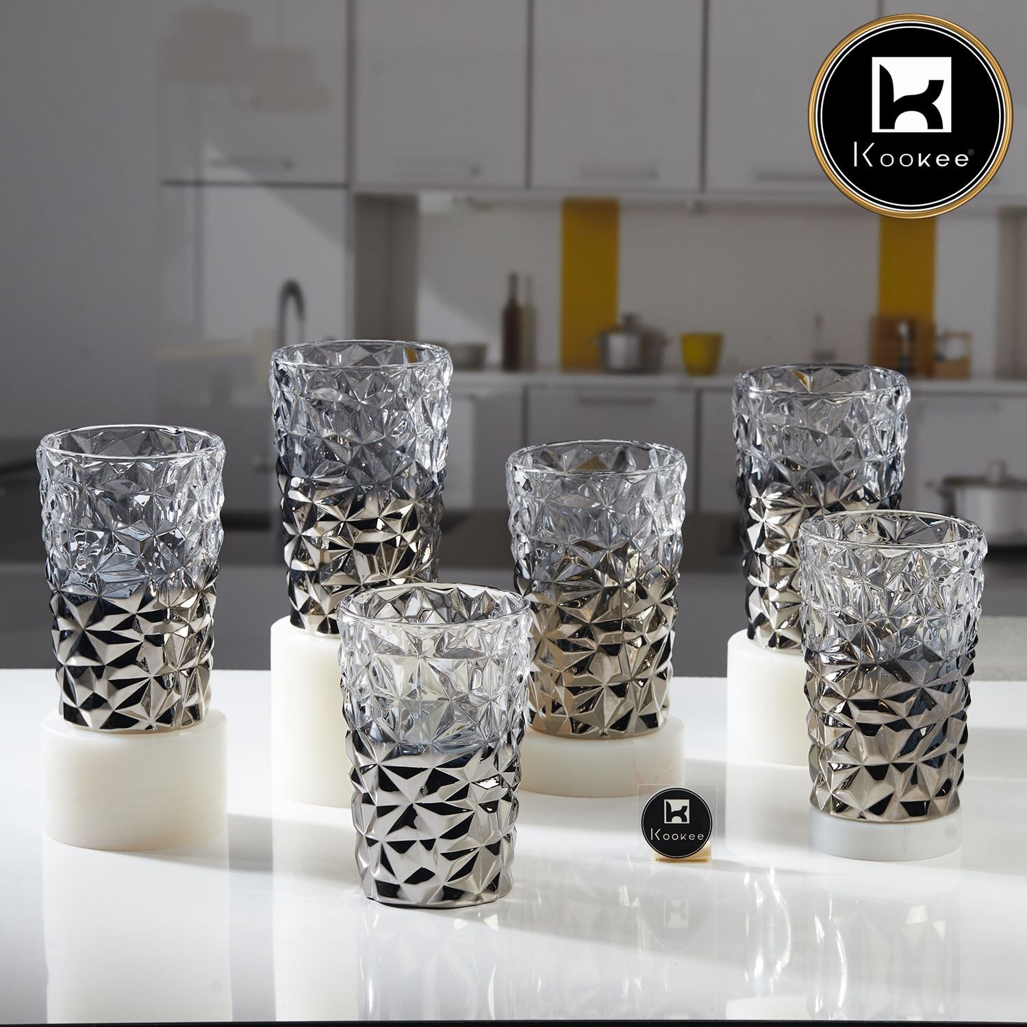 Kookee Water & Juice Glasses, Grey, ART11774