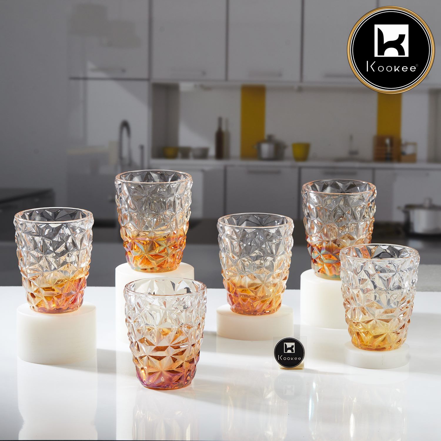 Kookee Water & Juice Glasses, Gold, ART11769