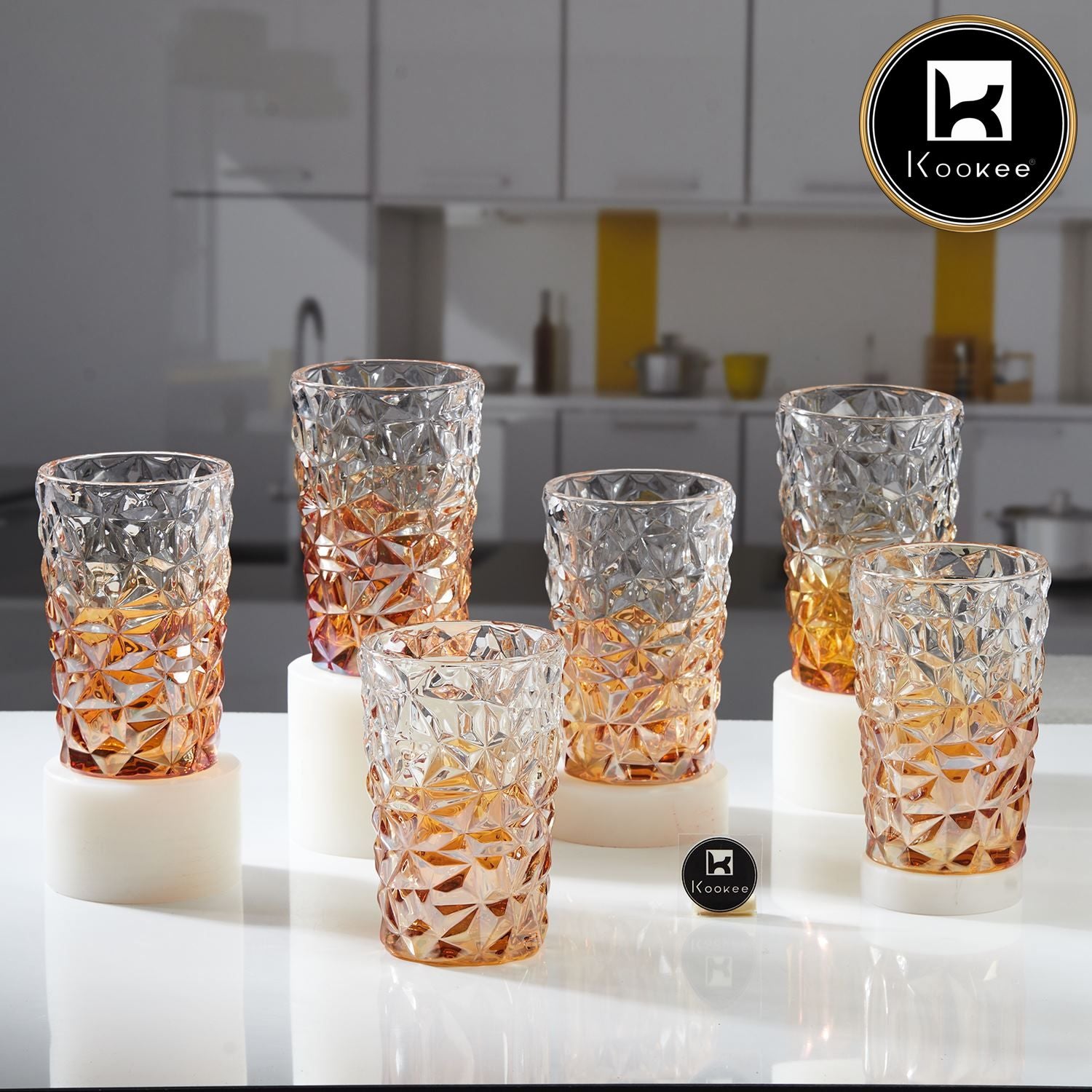 Kookee Water & Juice Glasses, Gold, ART11775