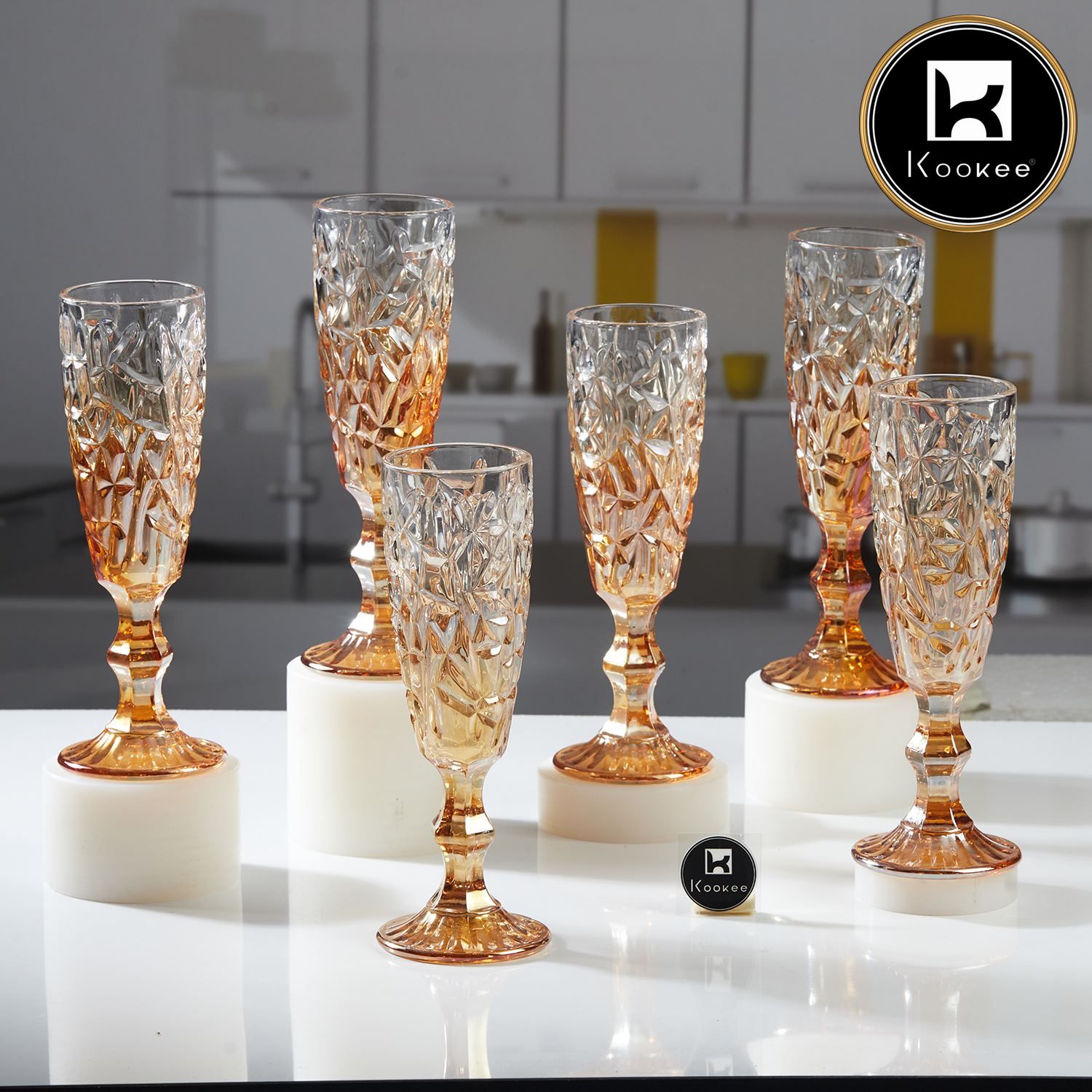 Kookee Wine Glasses, Gold, ART11781