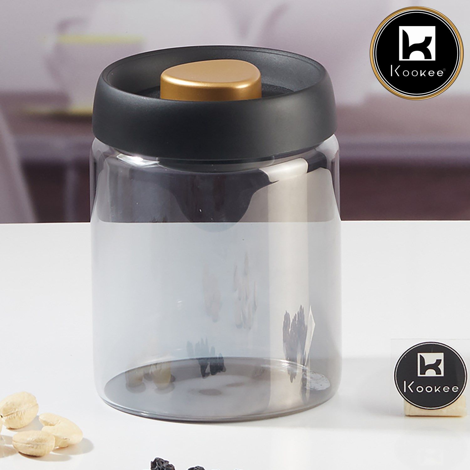 Kookee Canister Jars (Glass), Grey, ART11317